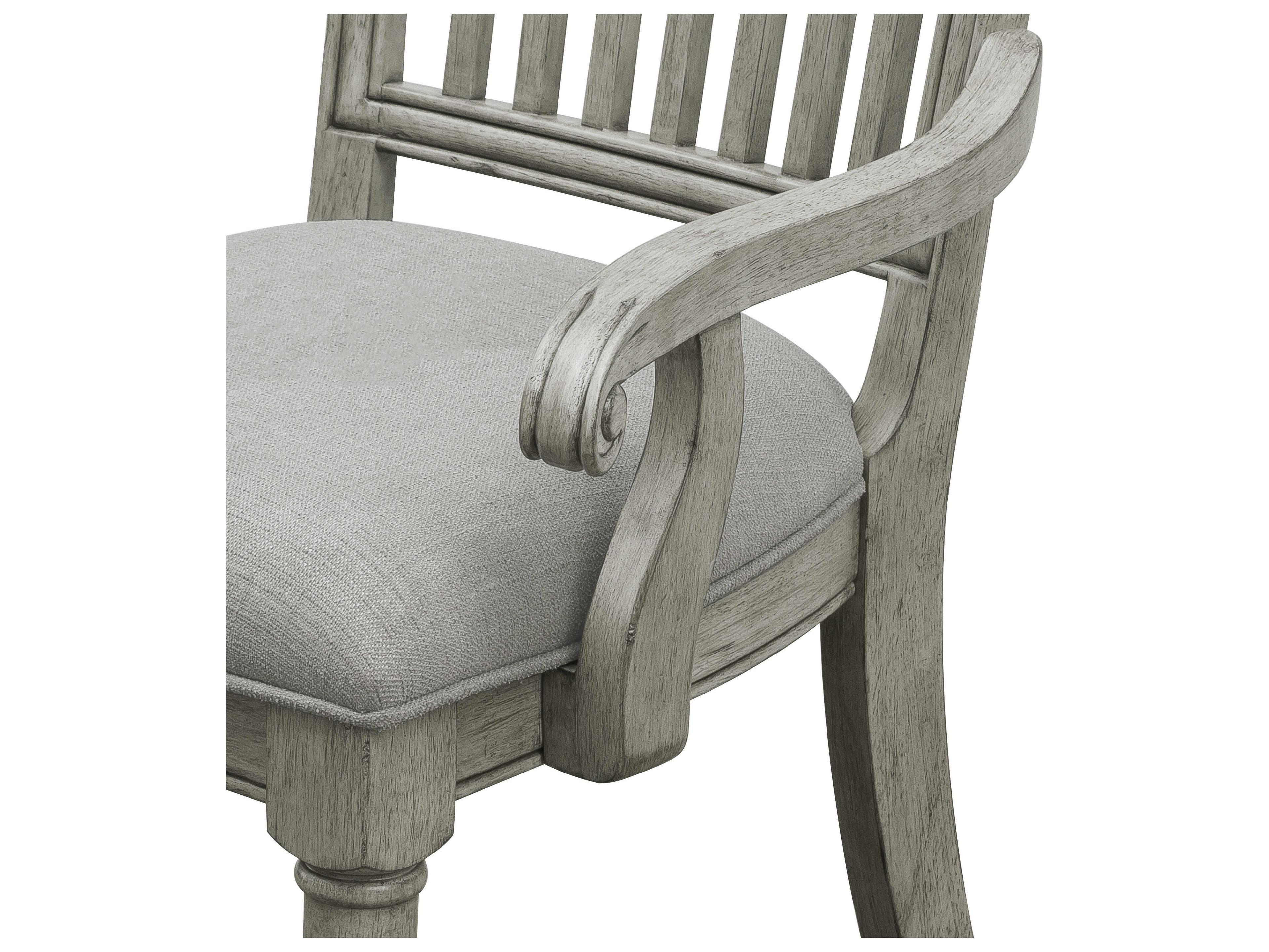 Pulaski Madison Ridge Rubberwood Gray Upholstered Arm Dining Chair