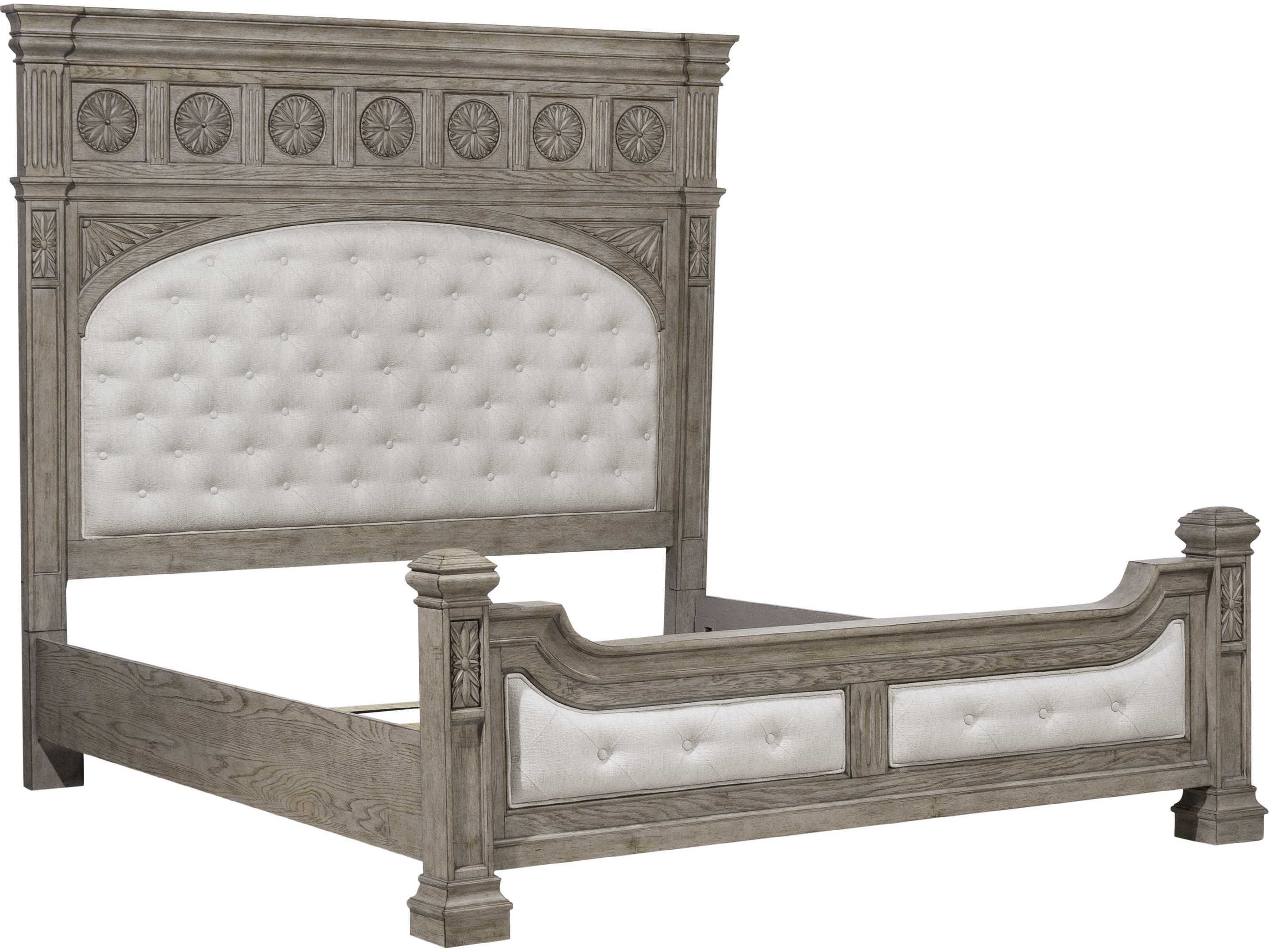 Pulaski Kingsbury Gray Oak Wood Upholstered Queen Panel Bed
