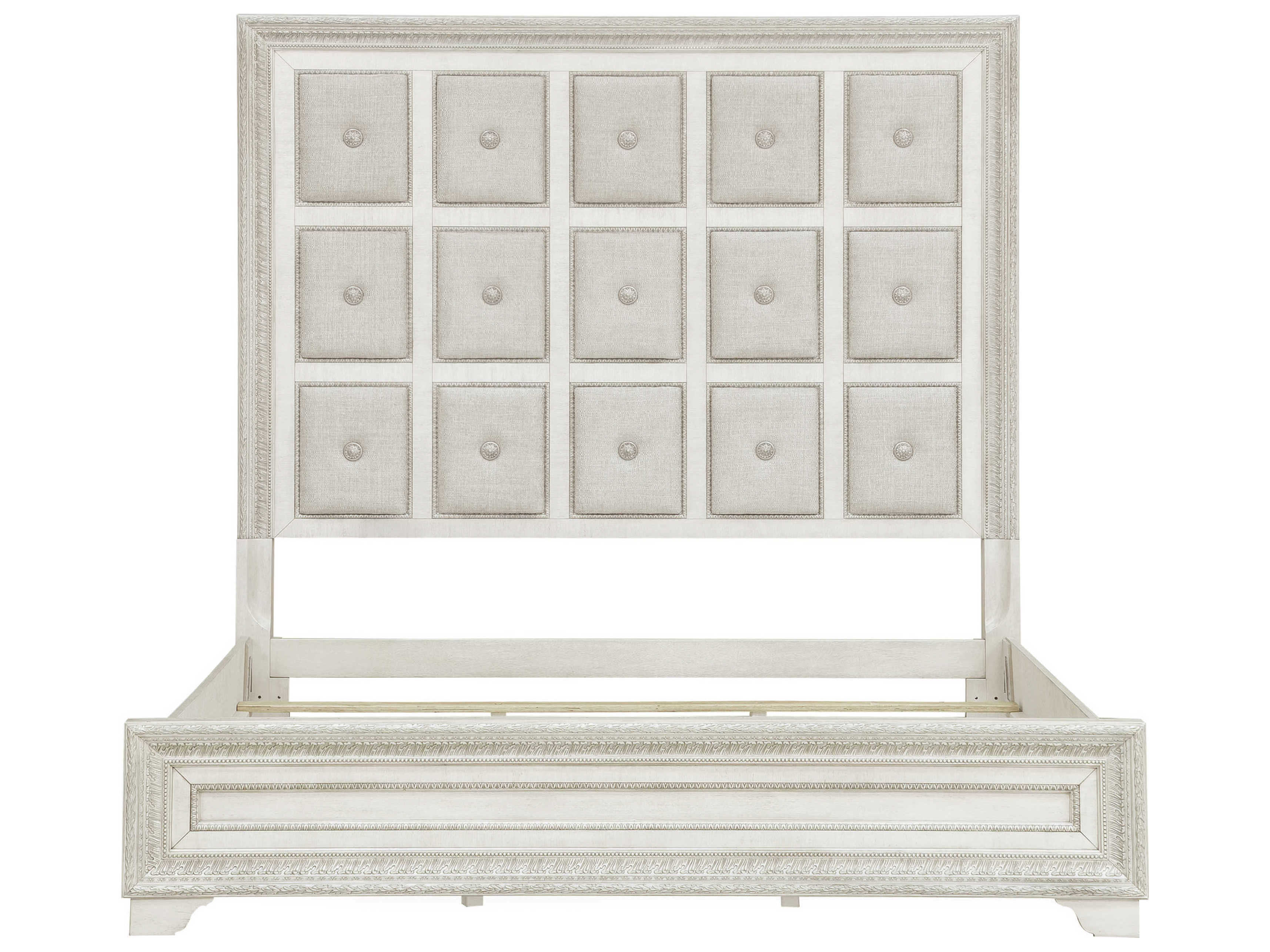Pulaski Camila Creamy White Rubberwood Upholstered Queen Panel Bed