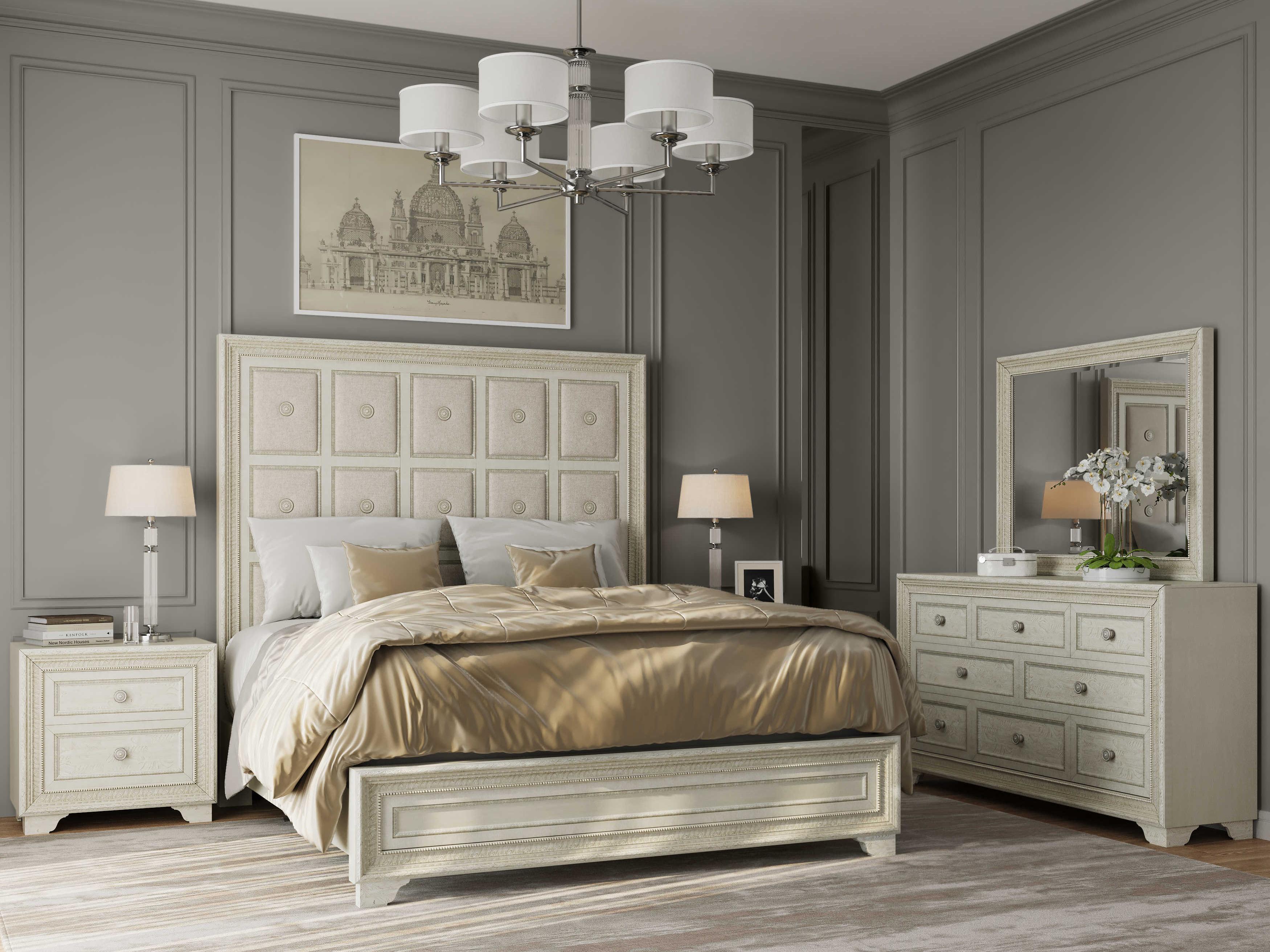 Pulaski Camila Creamy White Rubberwood Upholstered Queen Panel Bed