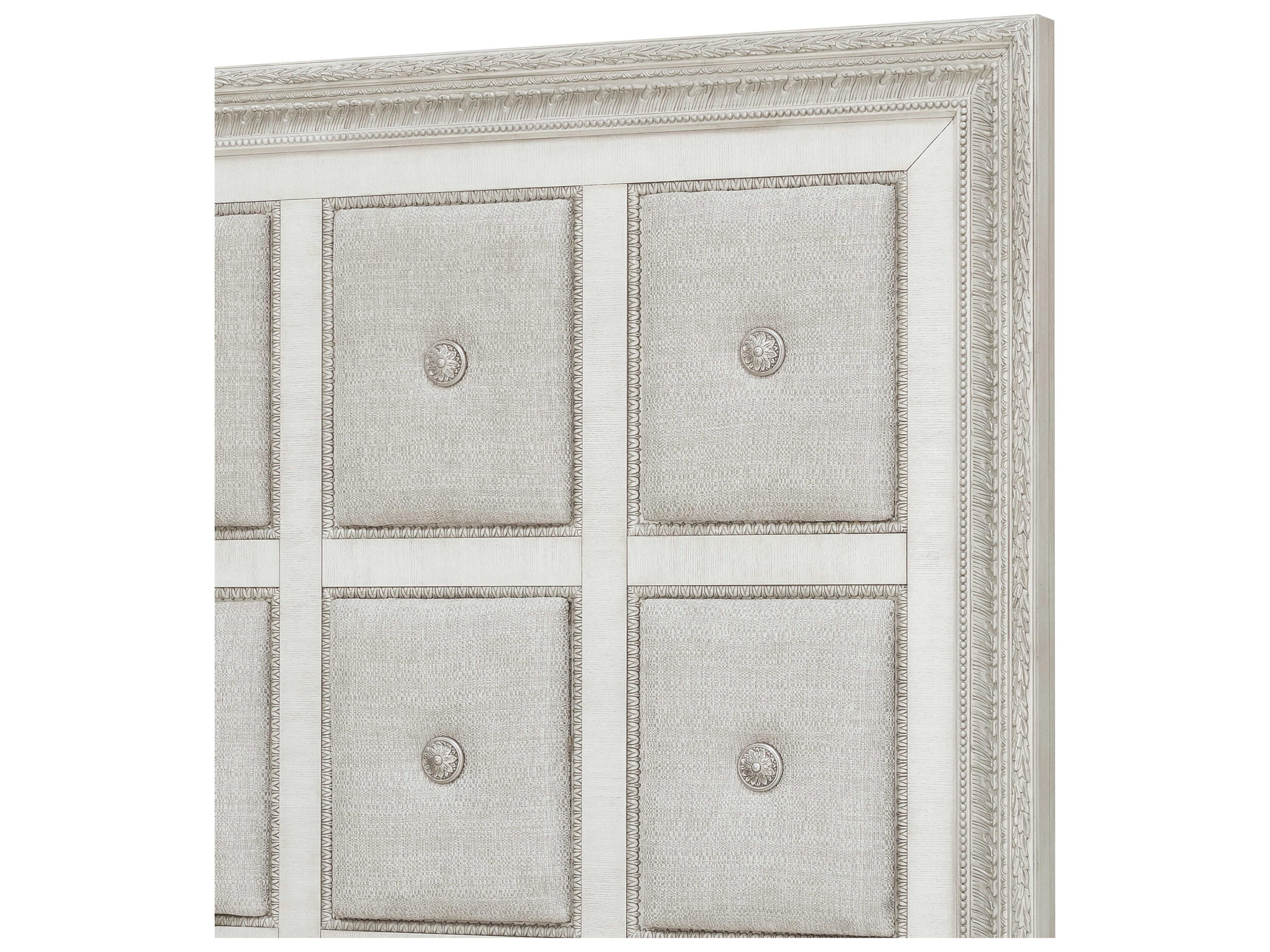 Pulaski Camila Creamy White Rubberwood Upholstered King Panel Bed