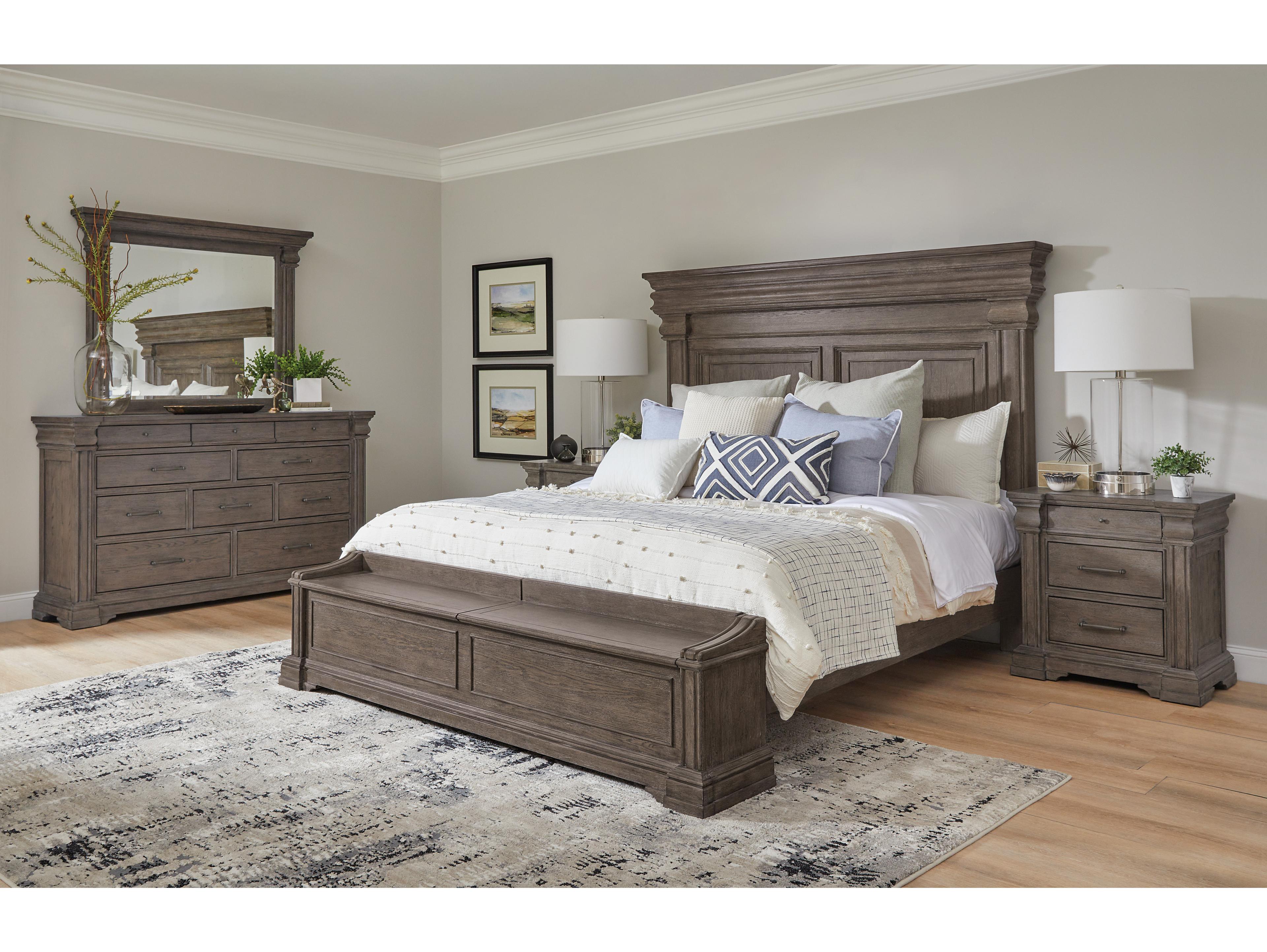 Pulaski Madison Ridge Brown Natural Bark Rubberwood Wood Queen Panel Bed