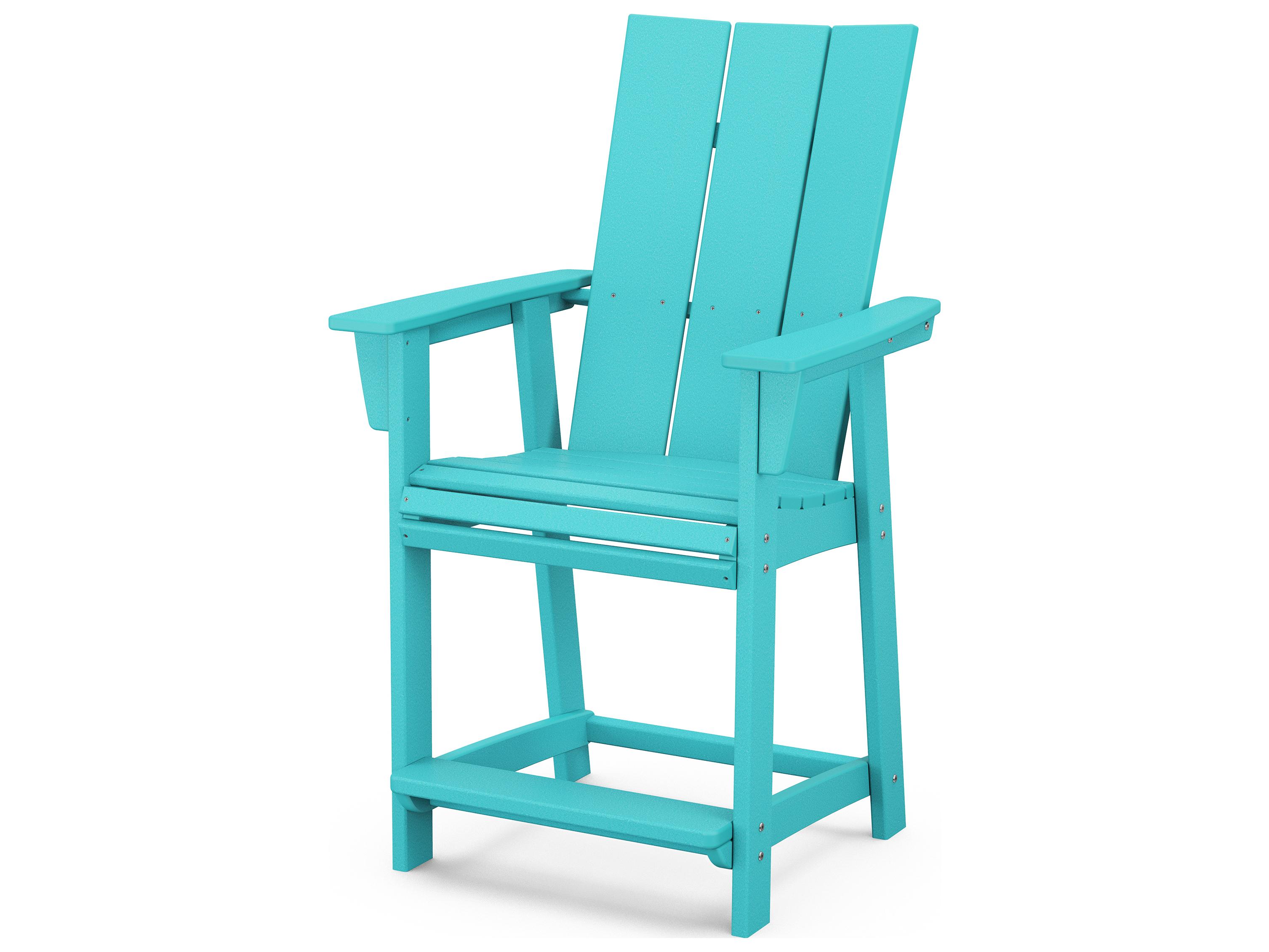 POLYWOOD® Modern Recycled Plastic Adirondack Outdoor Patio Counter Chair