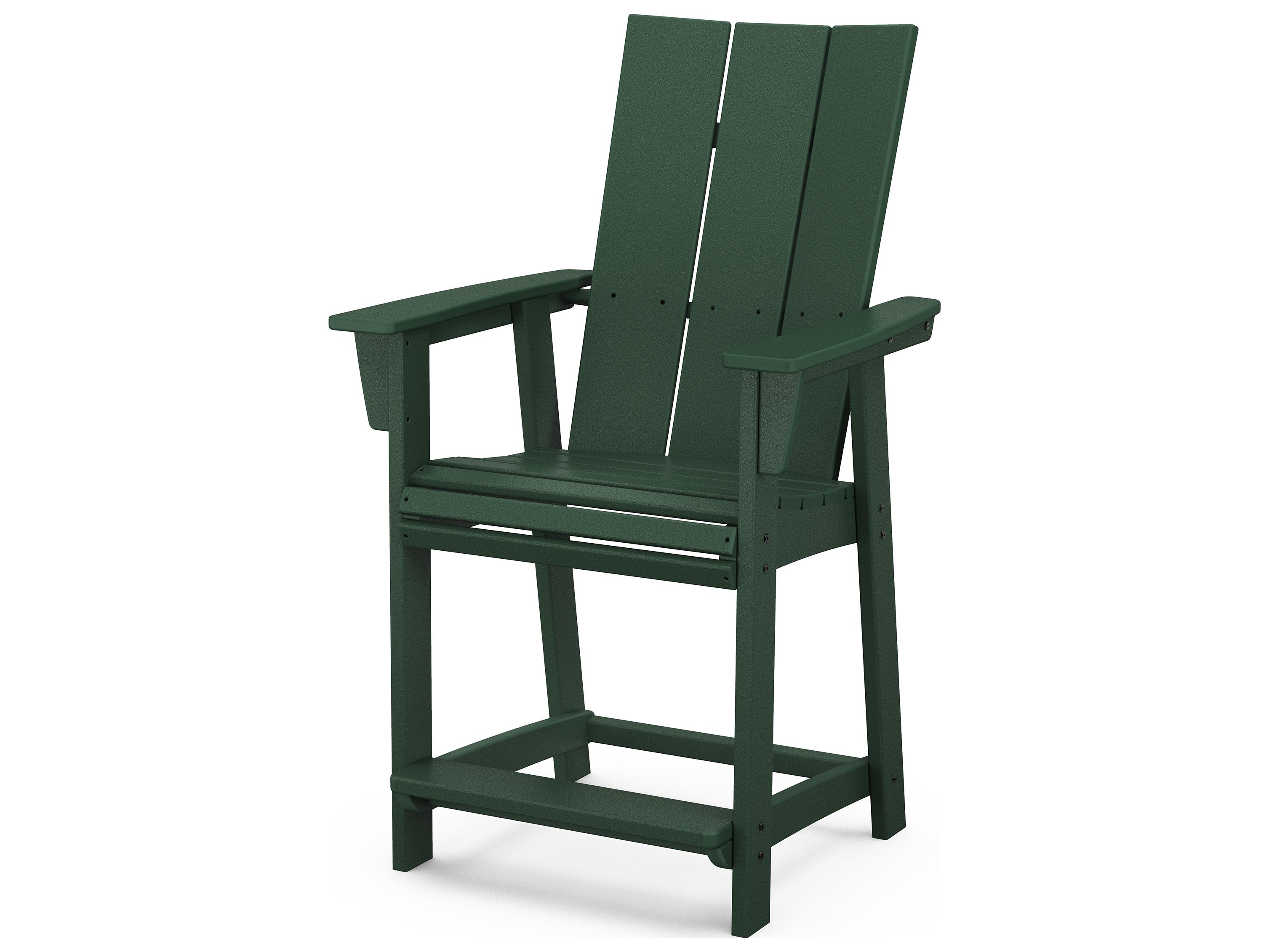 POLYWOOD® Modern Recycled Plastic Adirondack Outdoor Patio Counter Chair