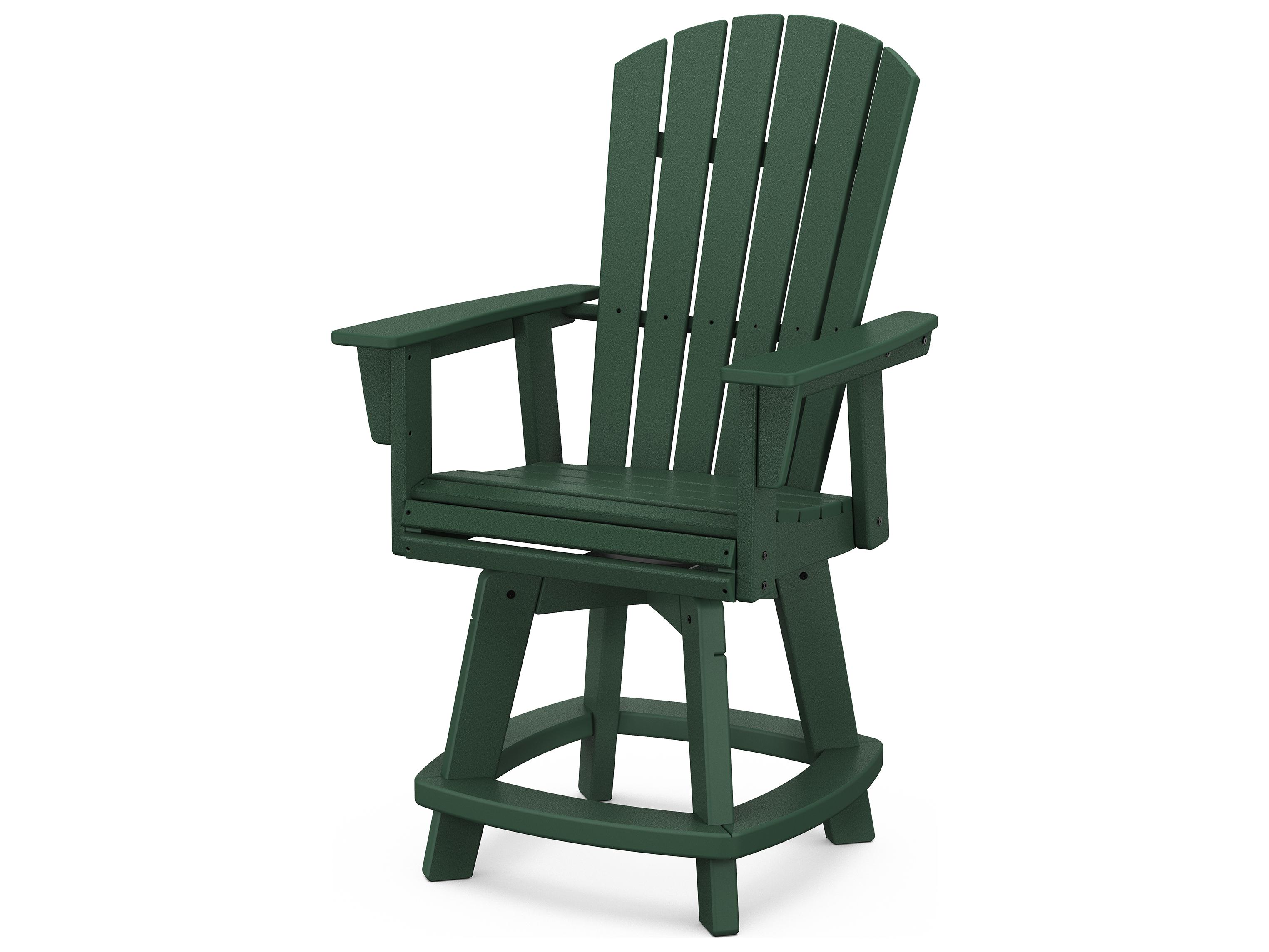 POLYWOOD® Nautical Recycled Plastic Adirondack Swivel Patio Counter Chair