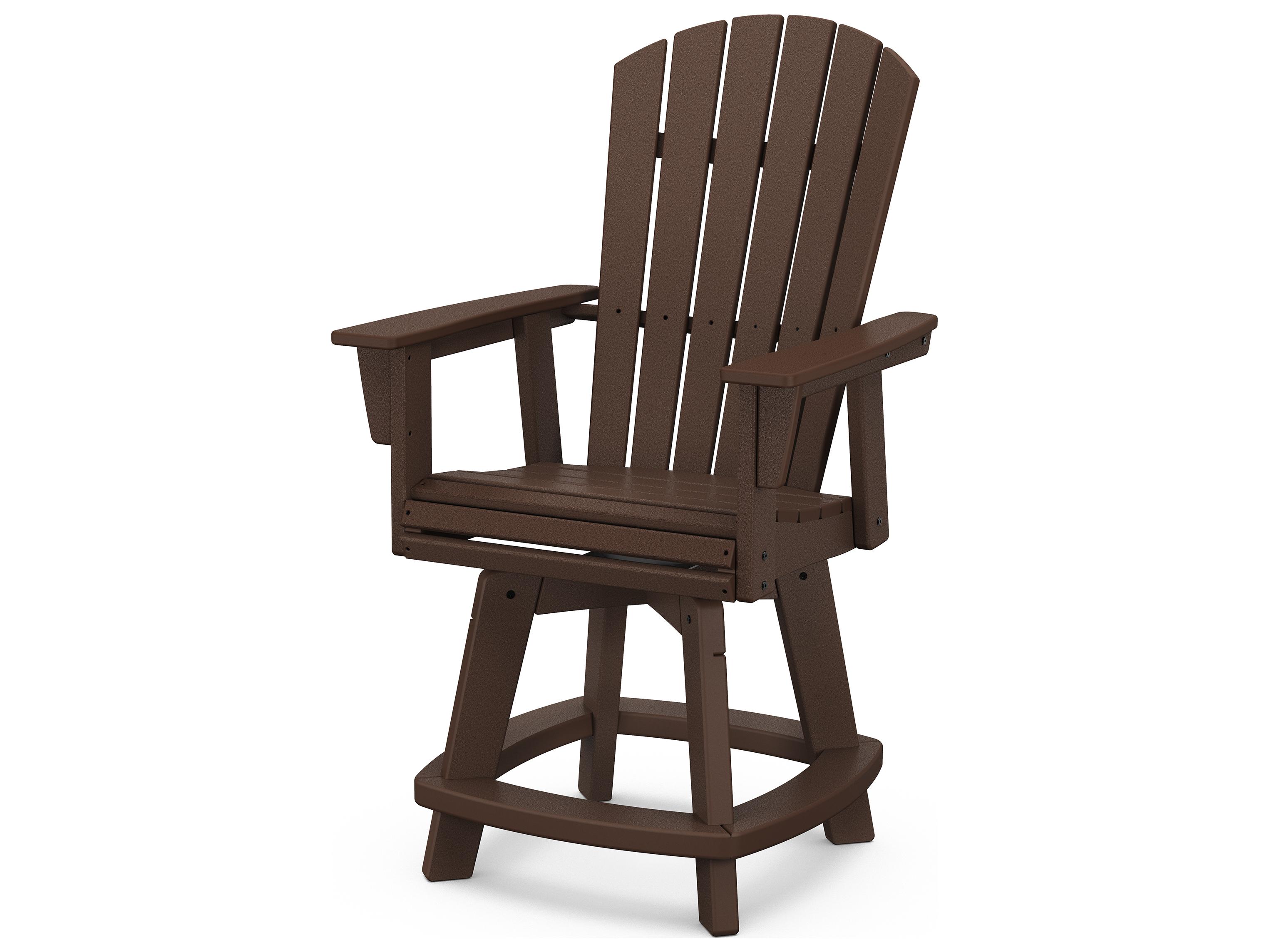 POLYWOOD® Nautical Recycled Plastic Adirondack Swivel Patio Counter Chair