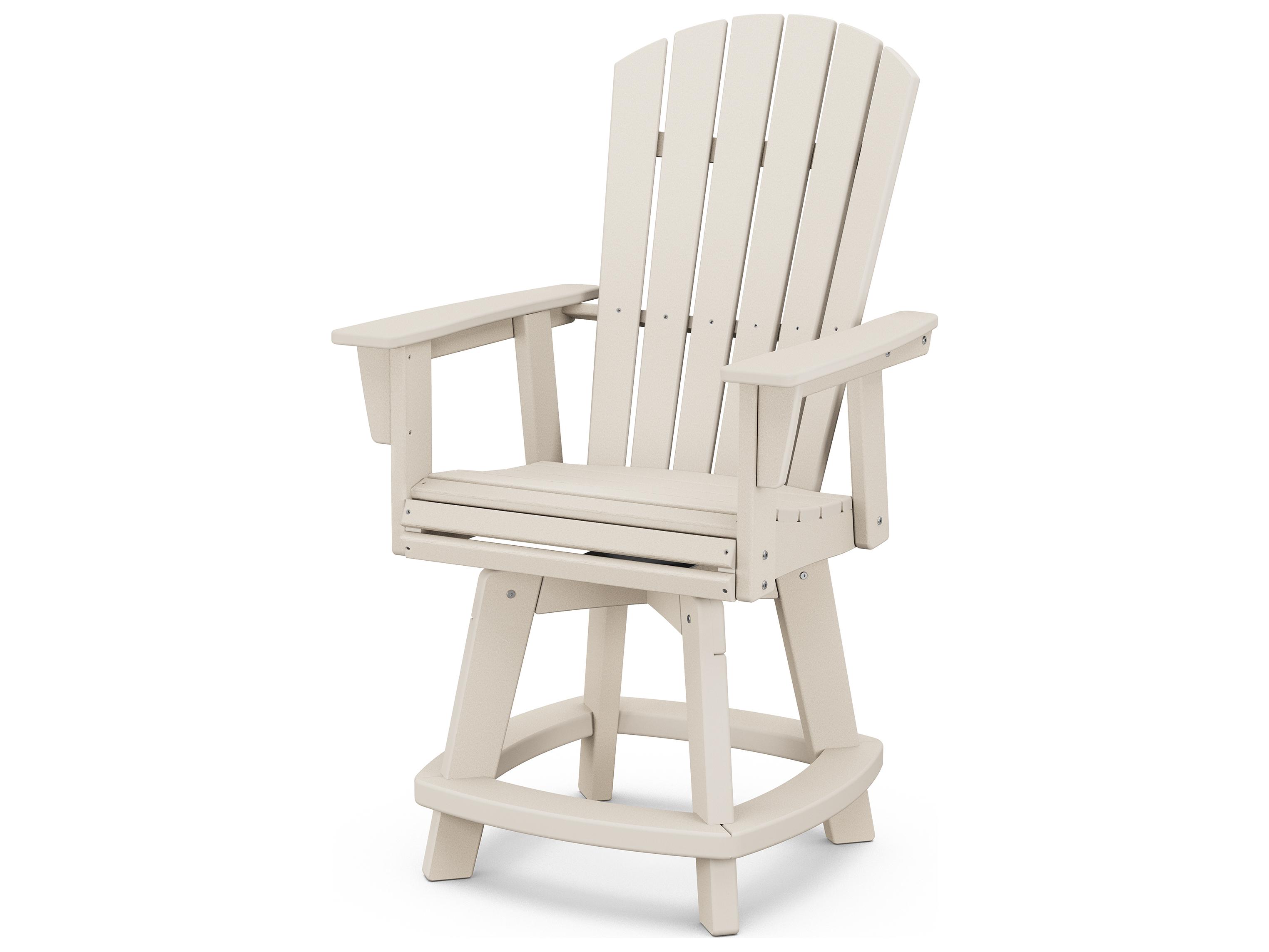 POLYWOOD® Nautical Recycled Plastic Adirondack Swivel Patio Counter Chair