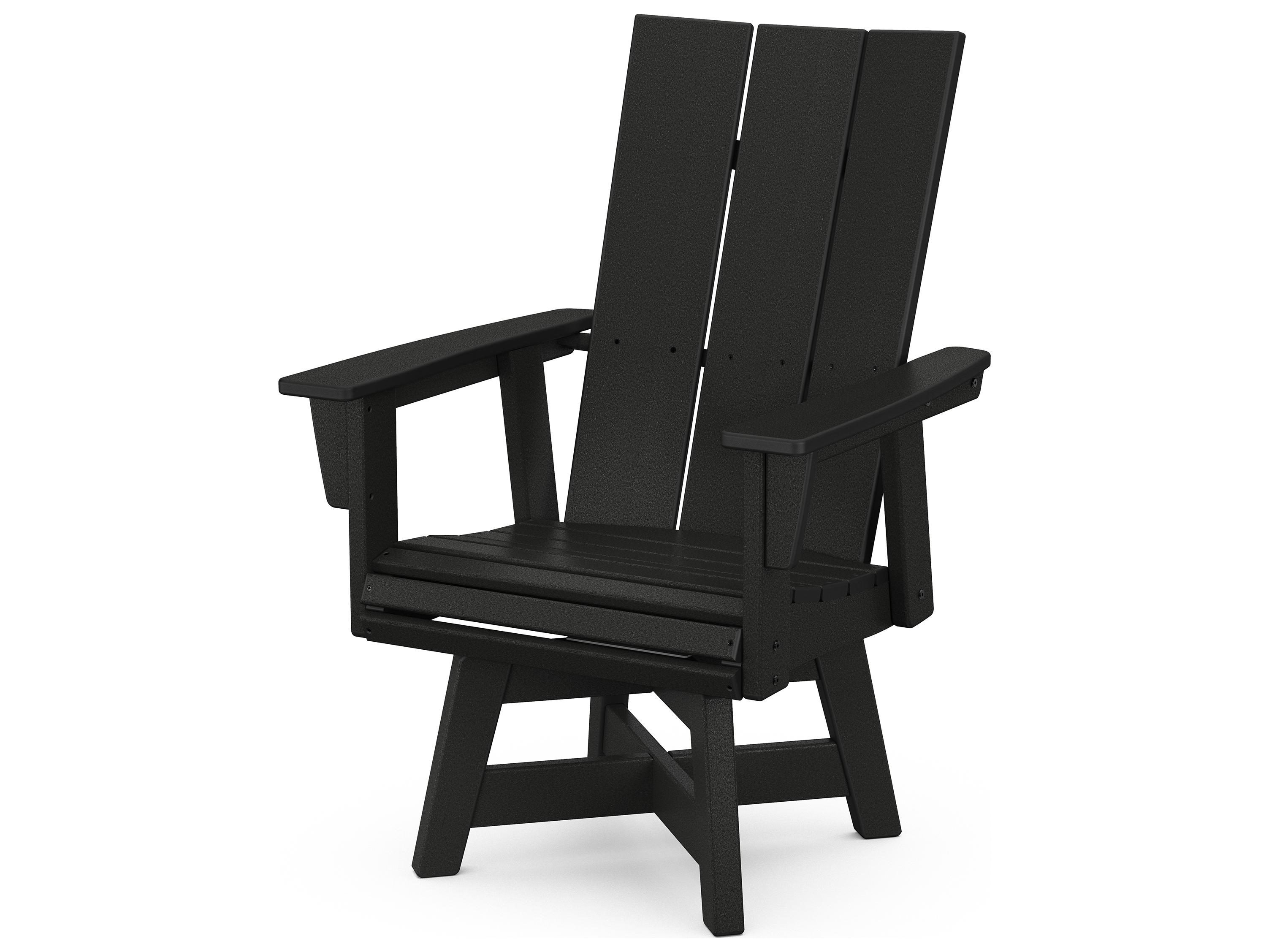 POLYWOOD® Modern Recycled Plastic Curveback Adirondack Swivel Patio Dining Arm Chair