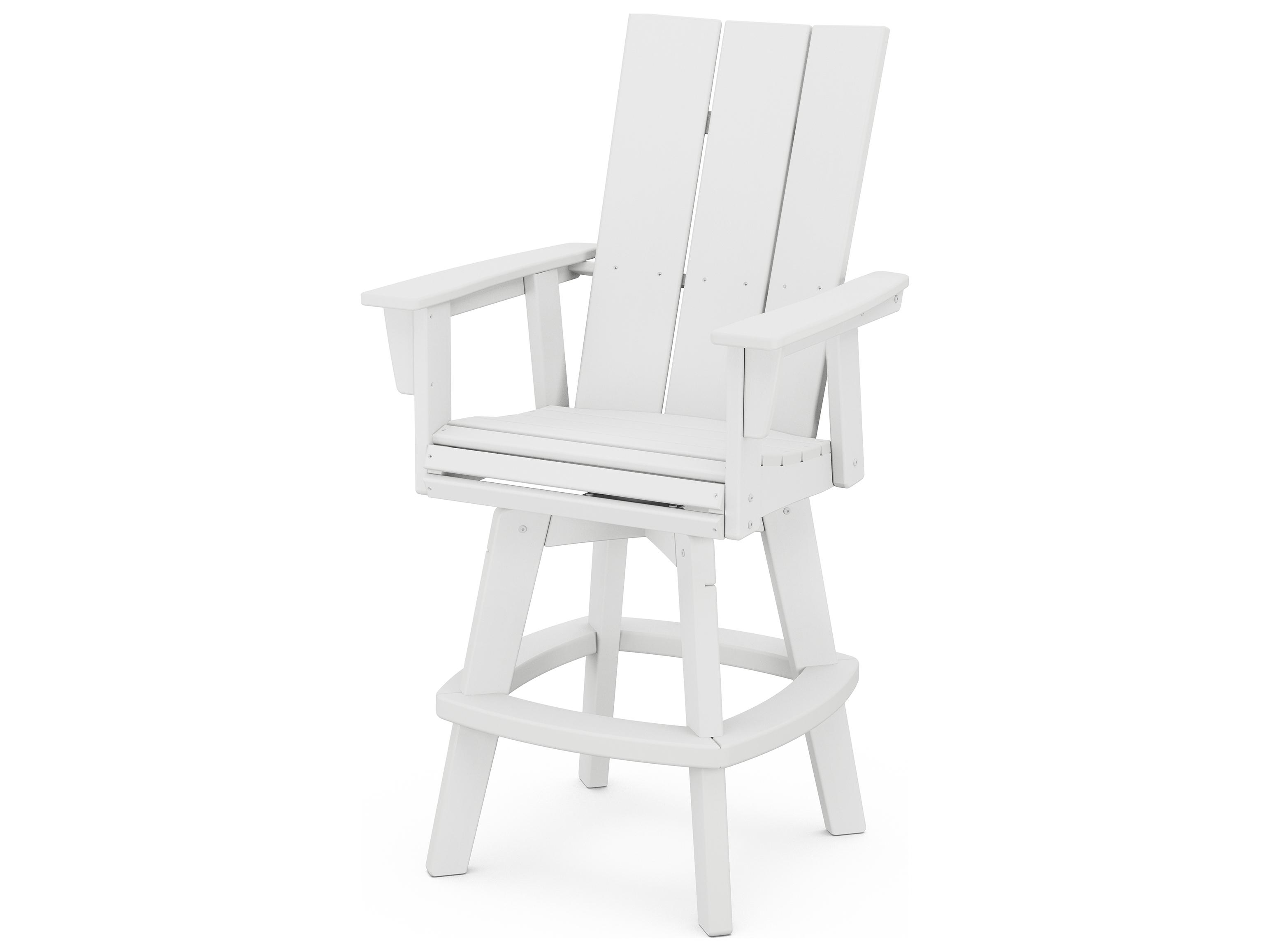 POLYWOOD® Modern Recycled Plastic Adirondack Swivel Patio Bar Chair