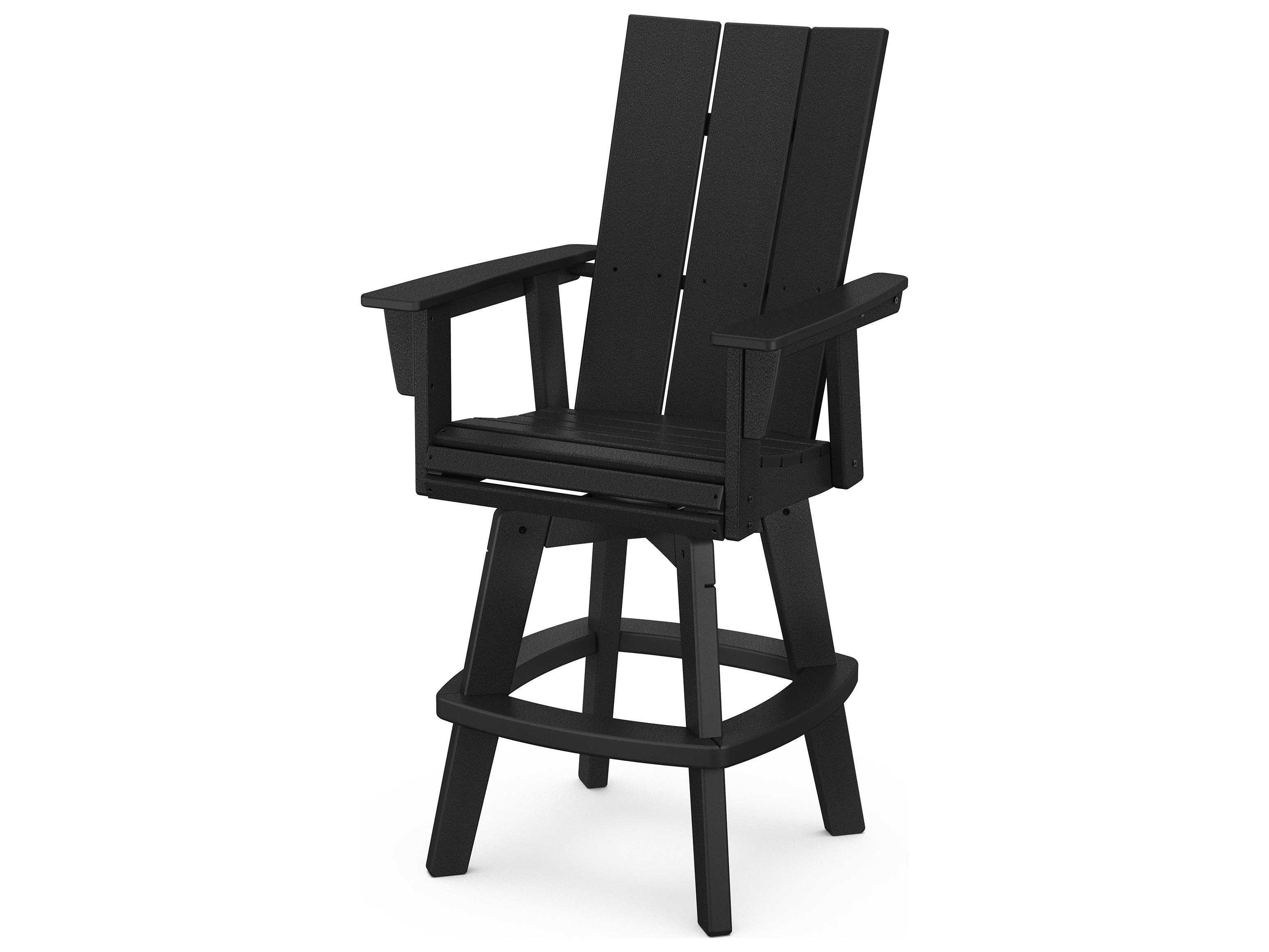 POLYWOOD® Modern Recycled Plastic Adirondack Swivel Patio Bar Chair
