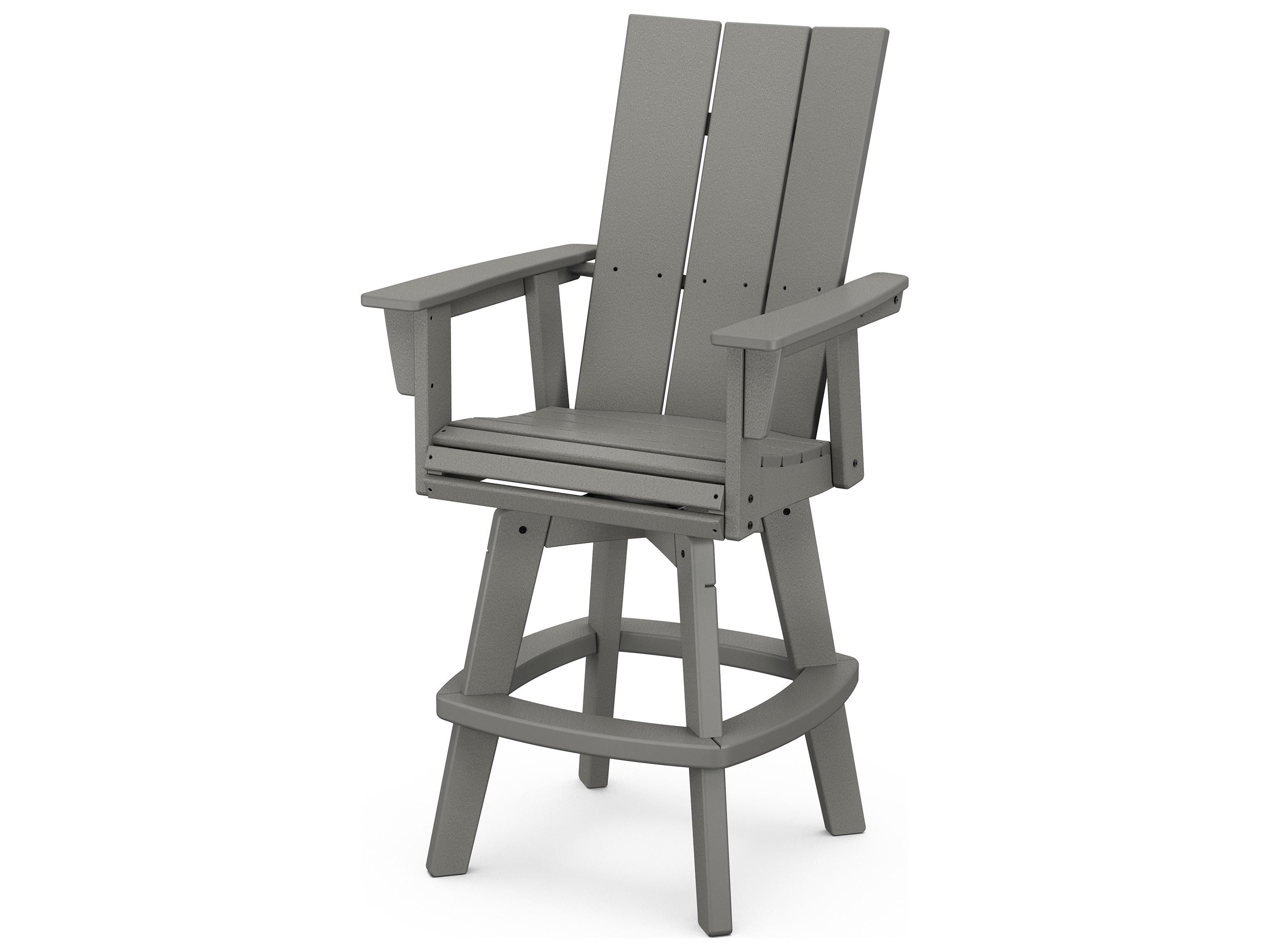 POLYWOOD® Modern Recycled Plastic Adirondack Swivel Patio Bar Chair