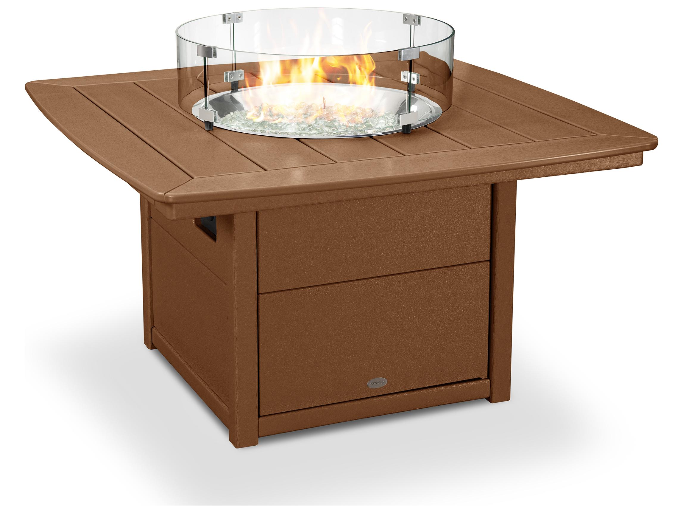 POLYWOOD® Nautical Recycled Plastic Square Patio Fire Pit Table