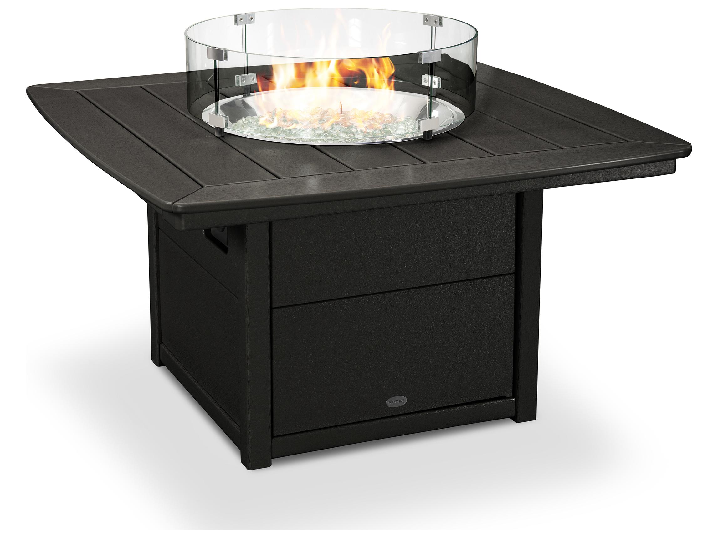 POLYWOOD® Nautical Recycled Plastic Square Patio Fire Pit Table