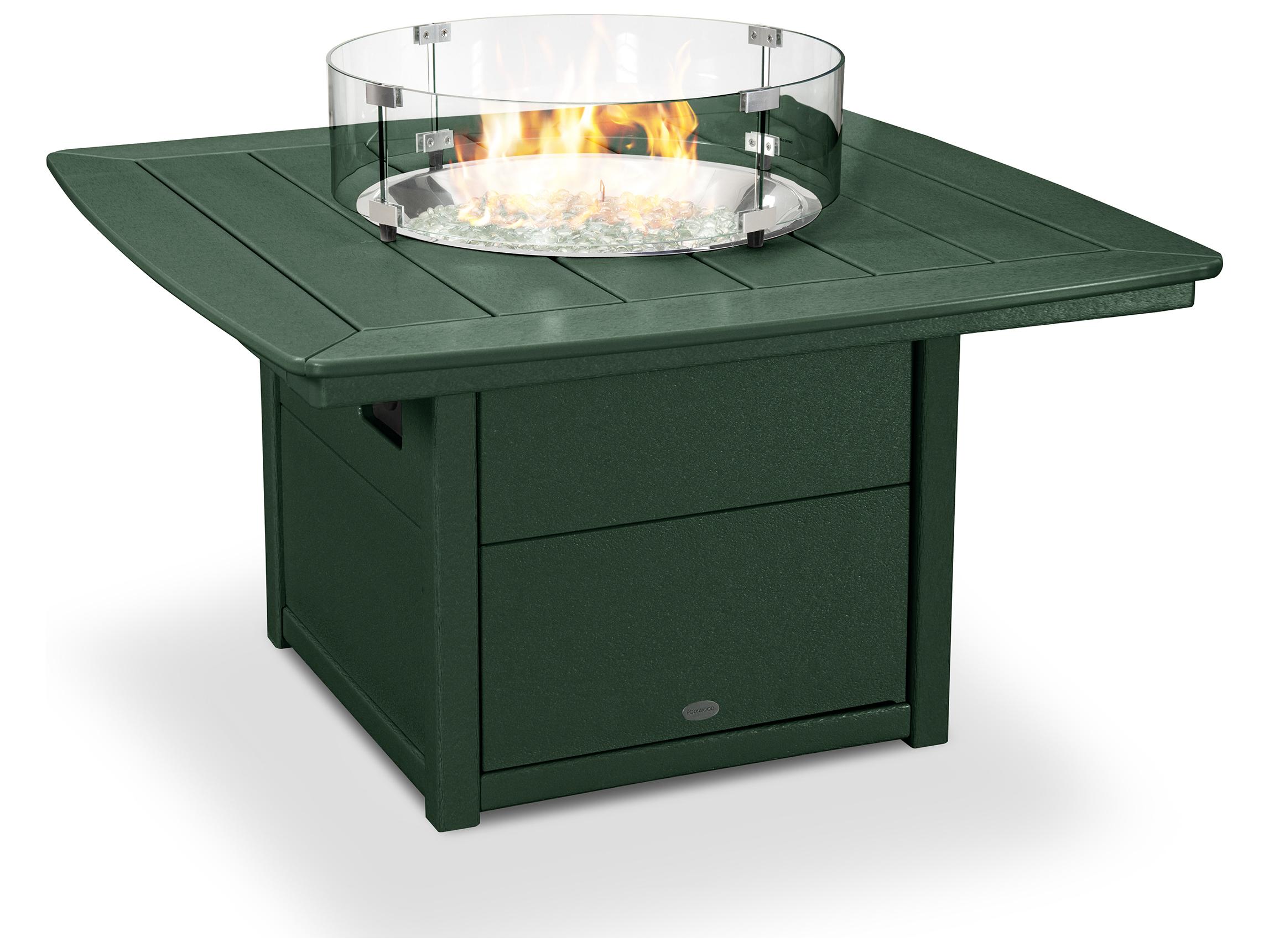 POLYWOOD® Nautical Recycled Plastic Square Patio Fire Pit Table
