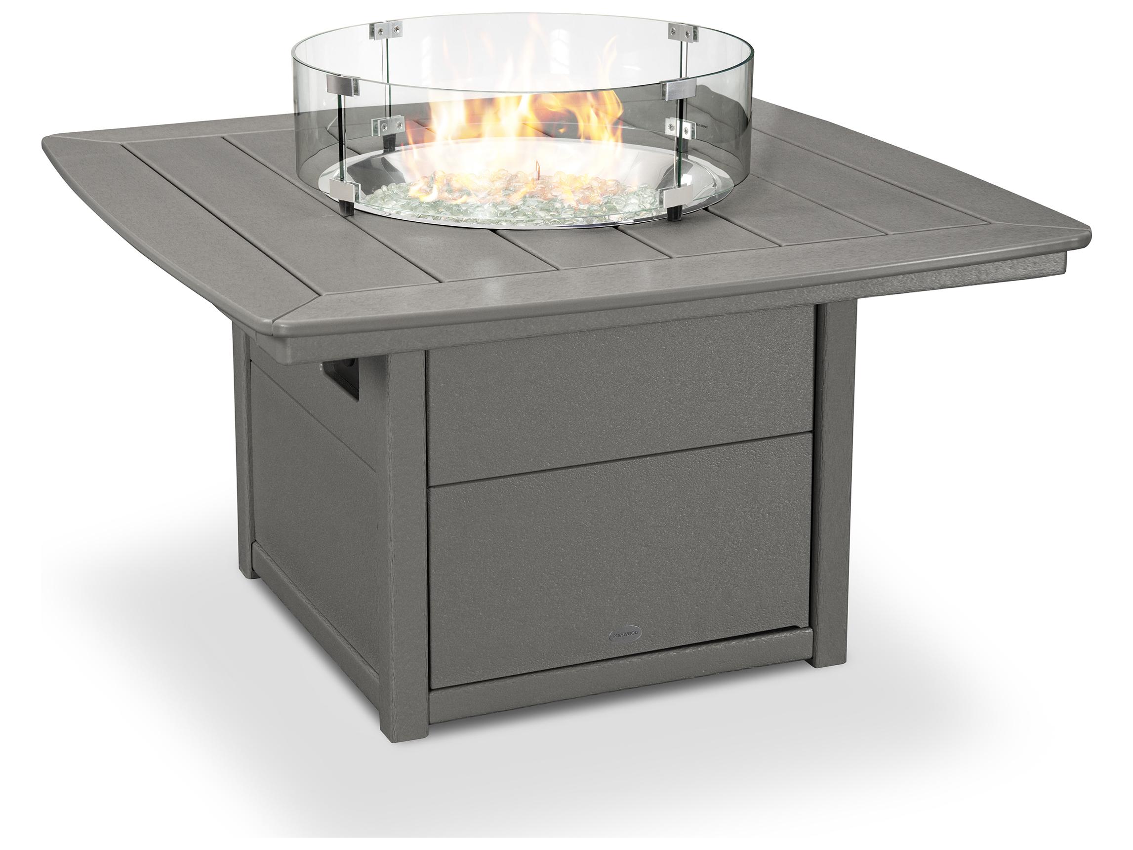 POLYWOOD® Nautical Recycled Plastic Square Patio Fire Pit Table