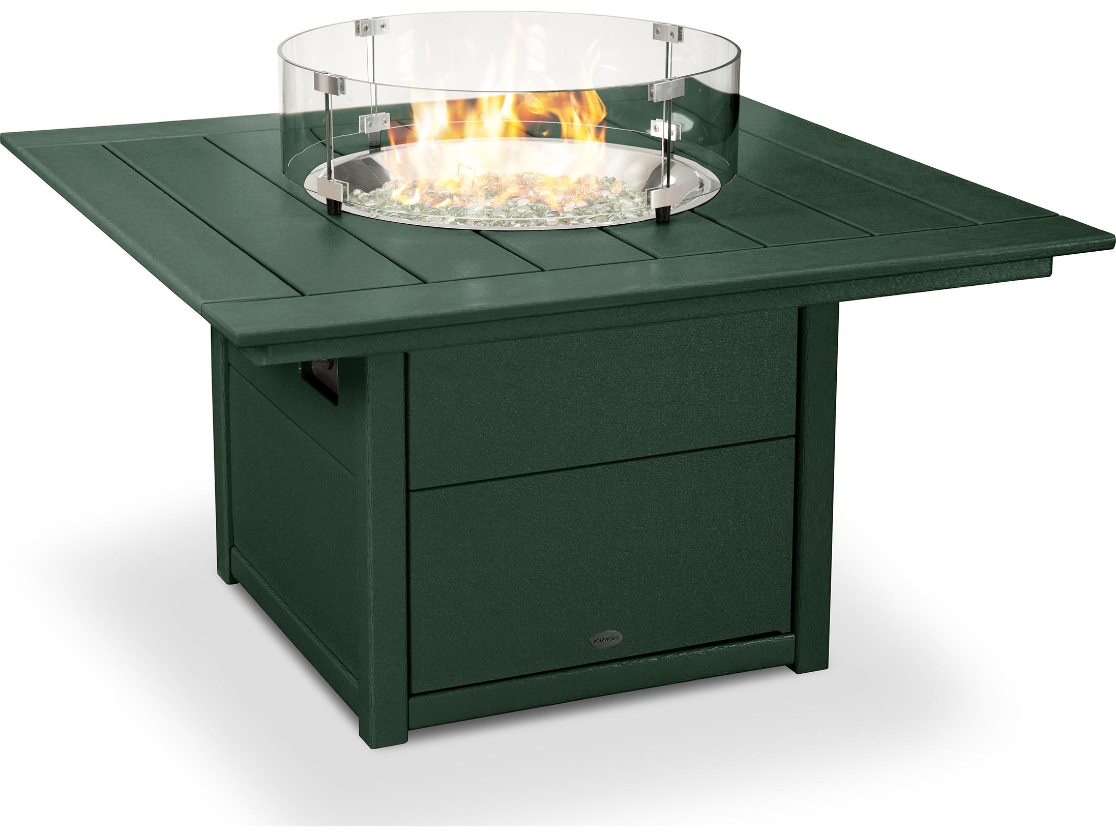 POLYWOOD® Recycled Plastic Square Outdoor Fire Pit Table