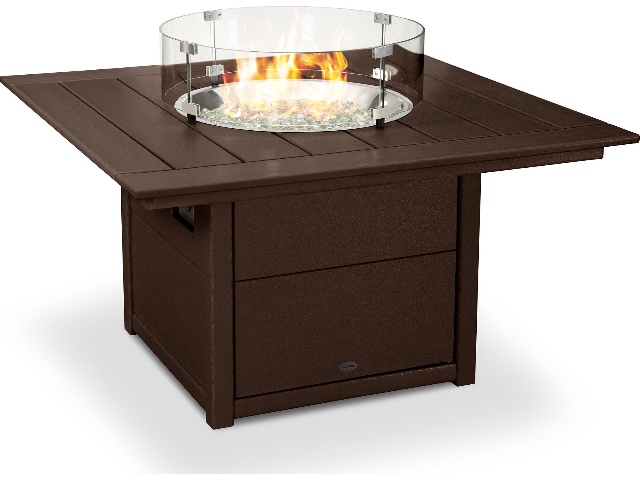 POLYWOOD® Recycled Plastic Square Outdoor Fire Pit Table
