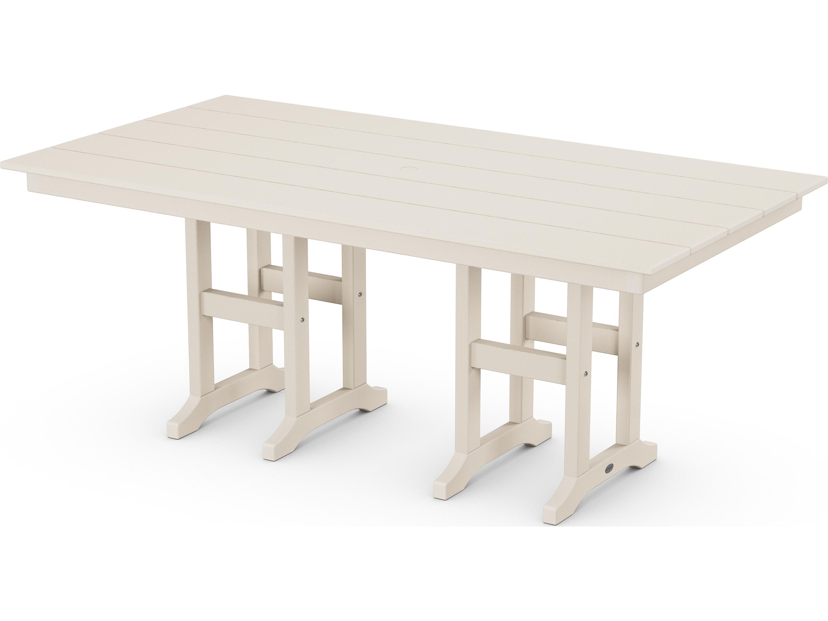 POLYWOOD® Farmhouse Recycled Plastic Rectangular Outdoor Patio Dining Table with Umbrella Hole