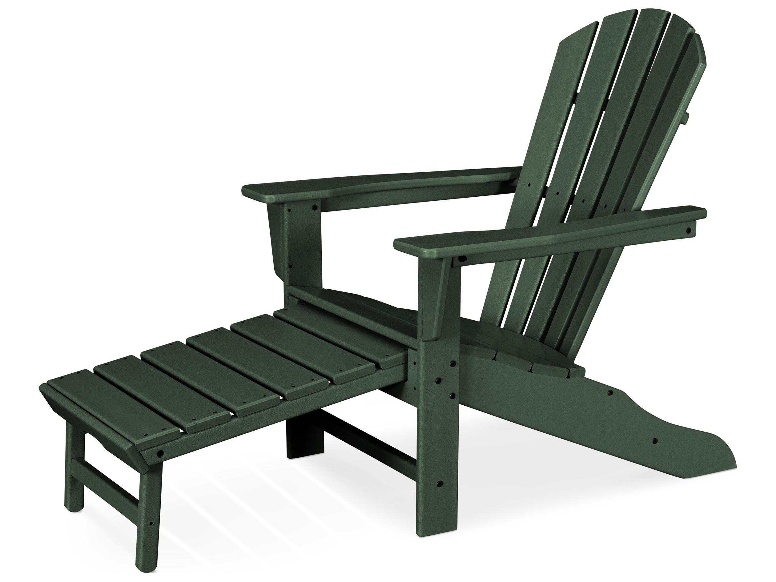 POLYWOOD® South Beach Recycled Plastic Adirondack Arm Chair with Hideaway Ottoman