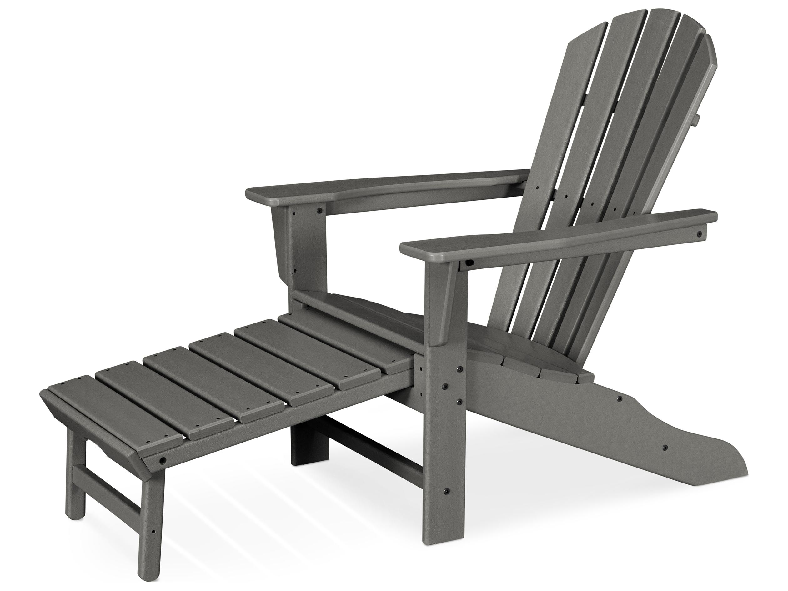 POLYWOOD® South Beach Recycled Plastic Adirondack Arm Chair with Hideaway Ottoman