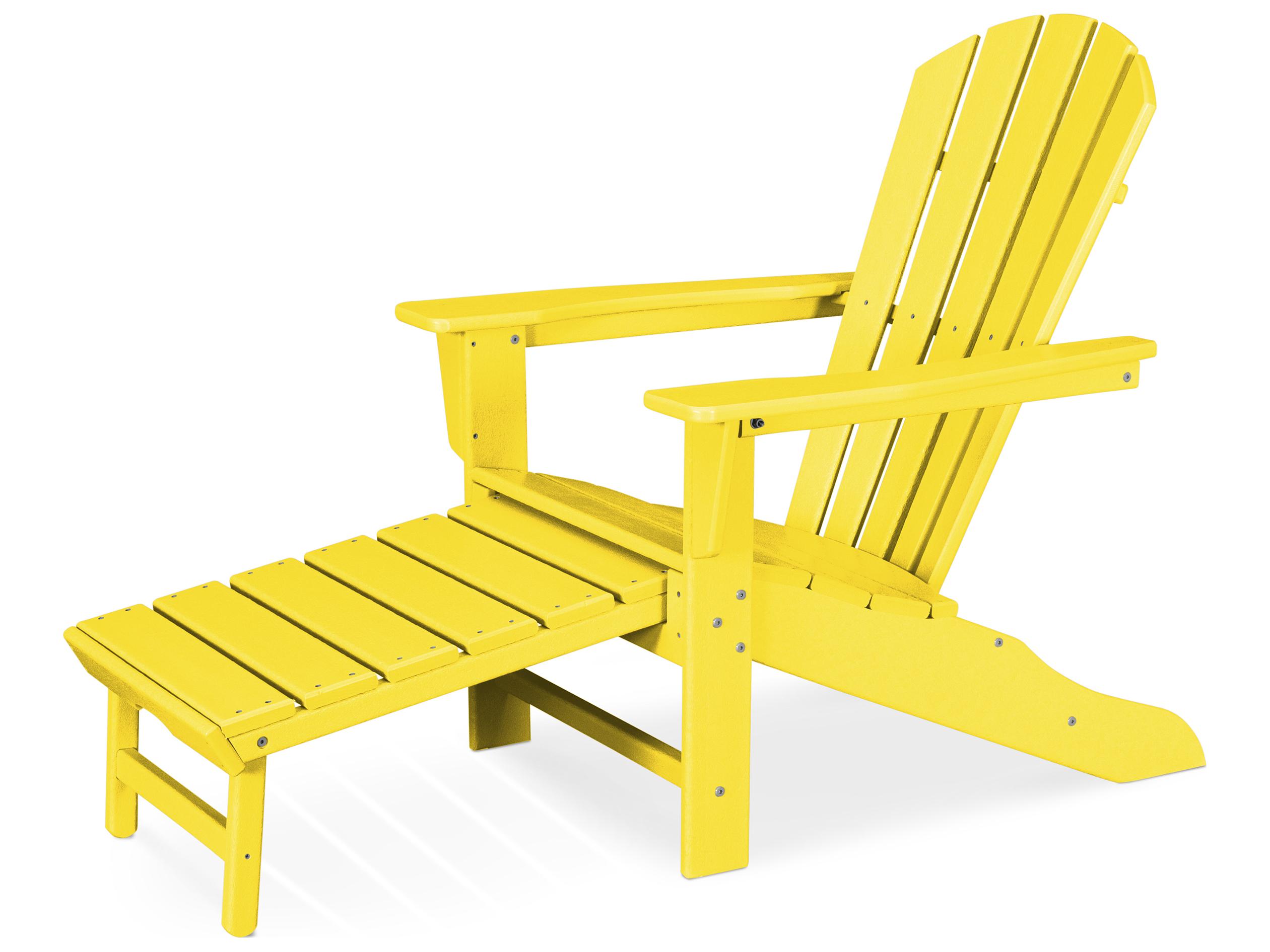 POLYWOOD® South Beach Recycled Plastic Adirondack Arm Chair with Hideaway Ottoman