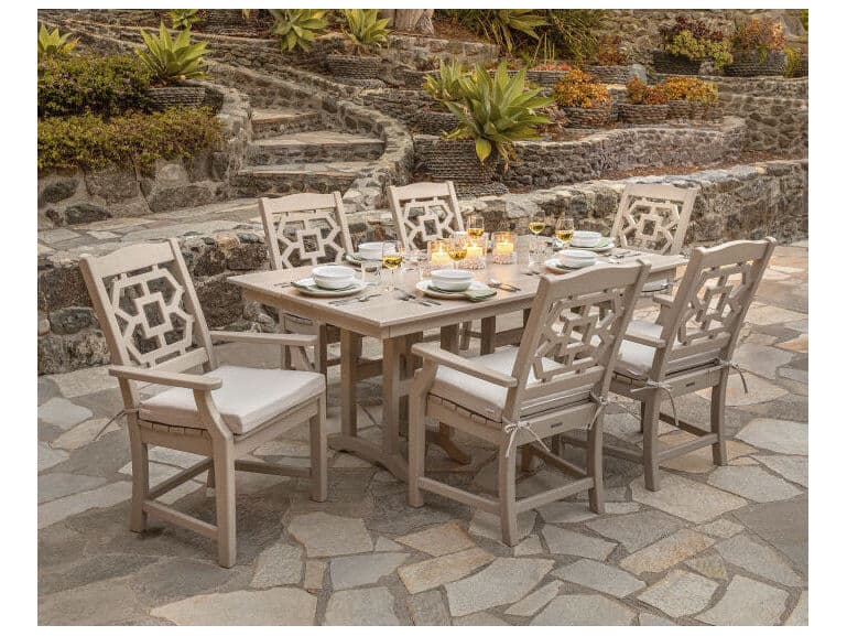 POLYWOOD® Martha Stewart by POLYWOOD® Chinoiserie Outdoor Patio Dining Arm Chair