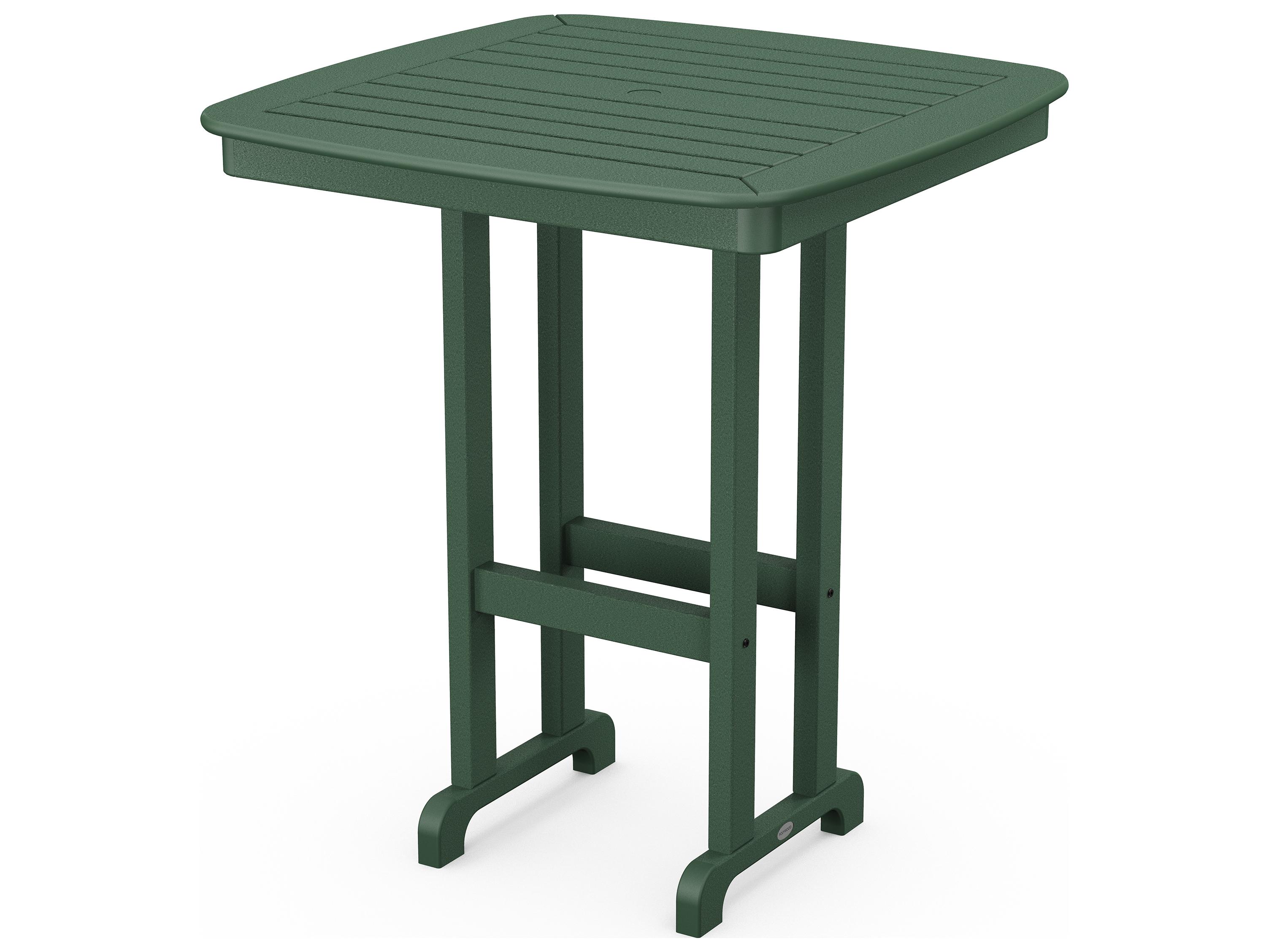 POLYWOOD® Nautical Recycled Plastic Square Outdoor Patio Bar Table