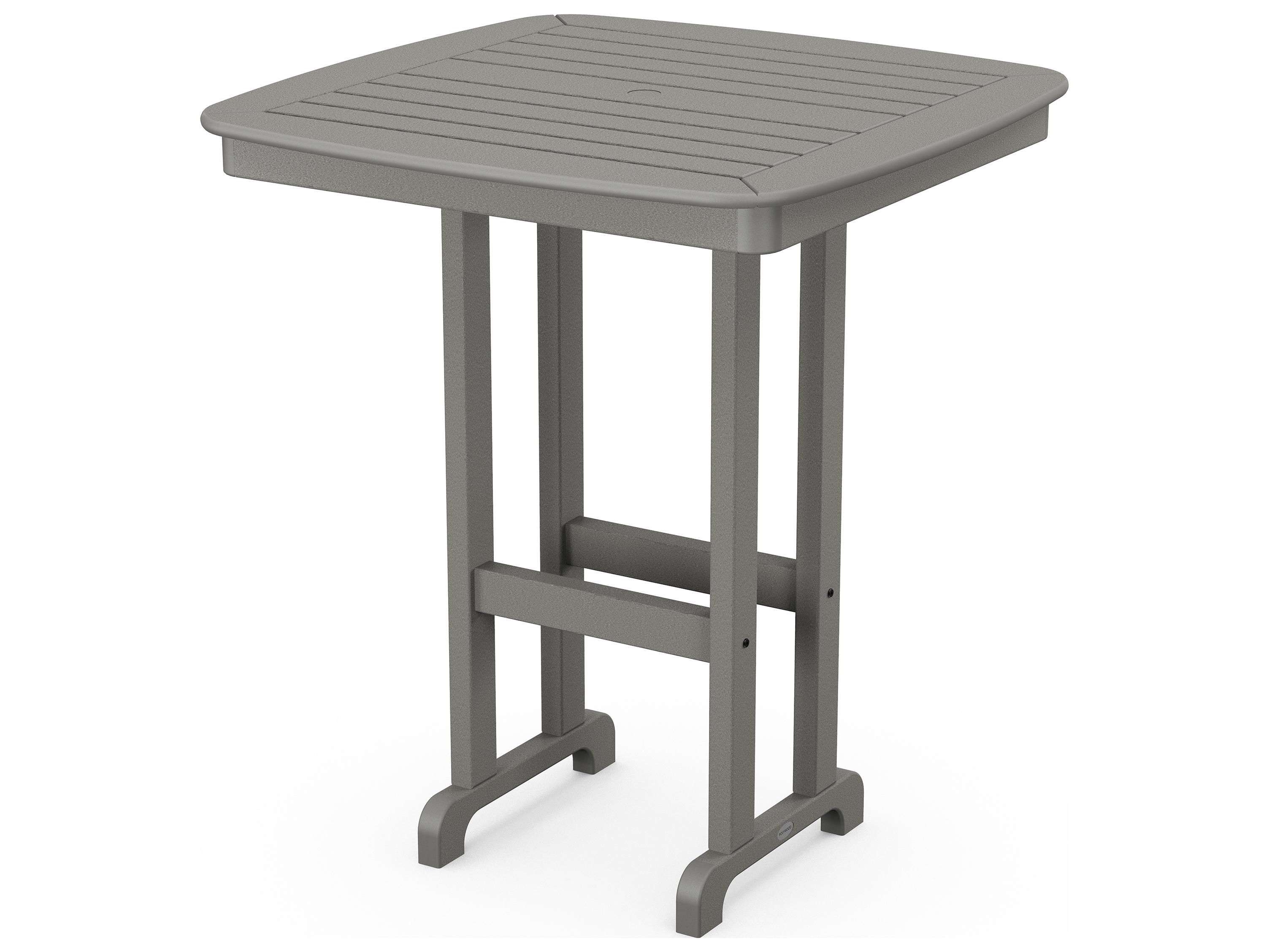 POLYWOOD® Nautical Recycled Plastic Square Outdoor Patio Bar Table