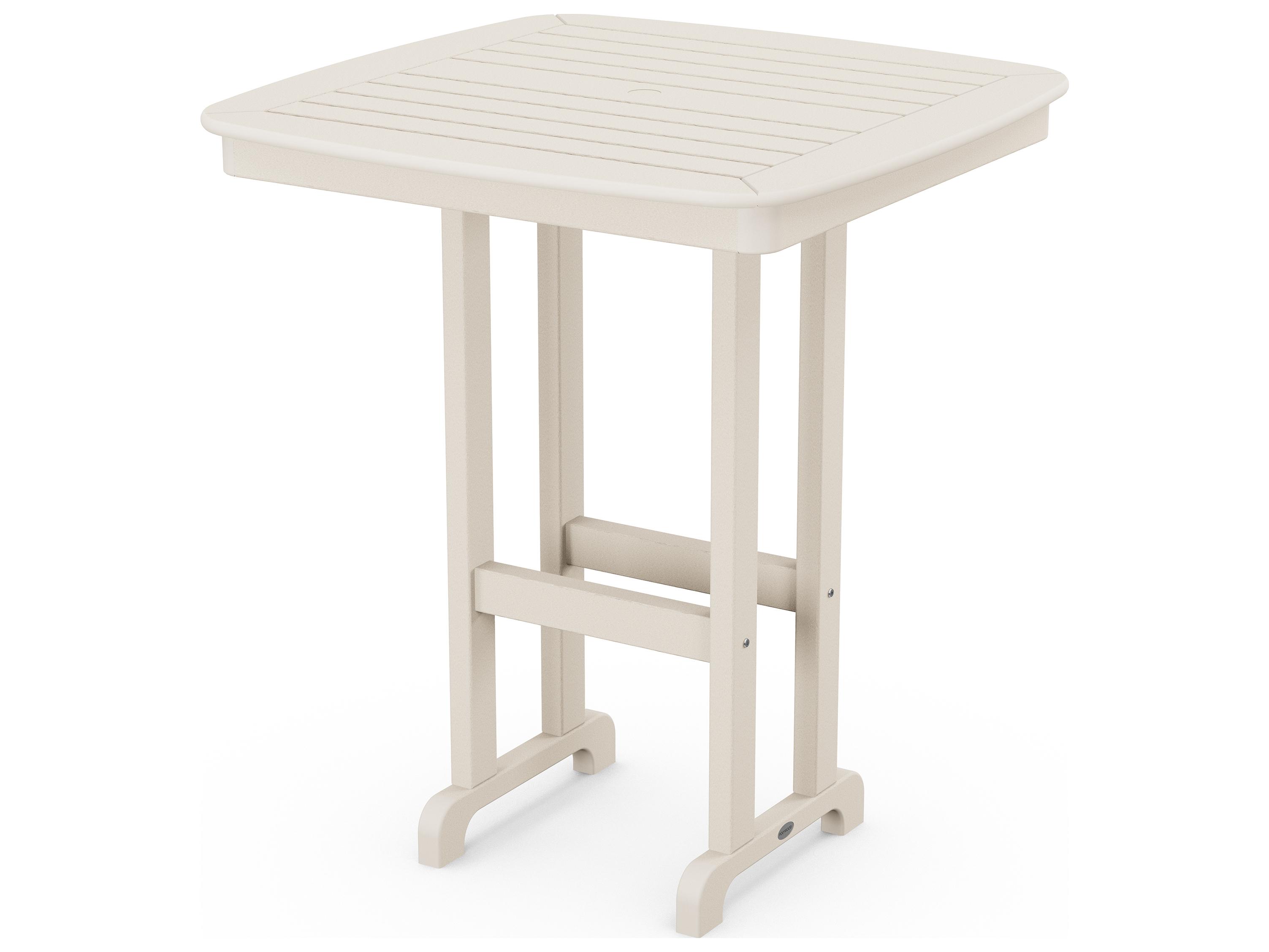 POLYWOOD® Nautical Recycled Plastic Square Outdoor Patio Bar Table
