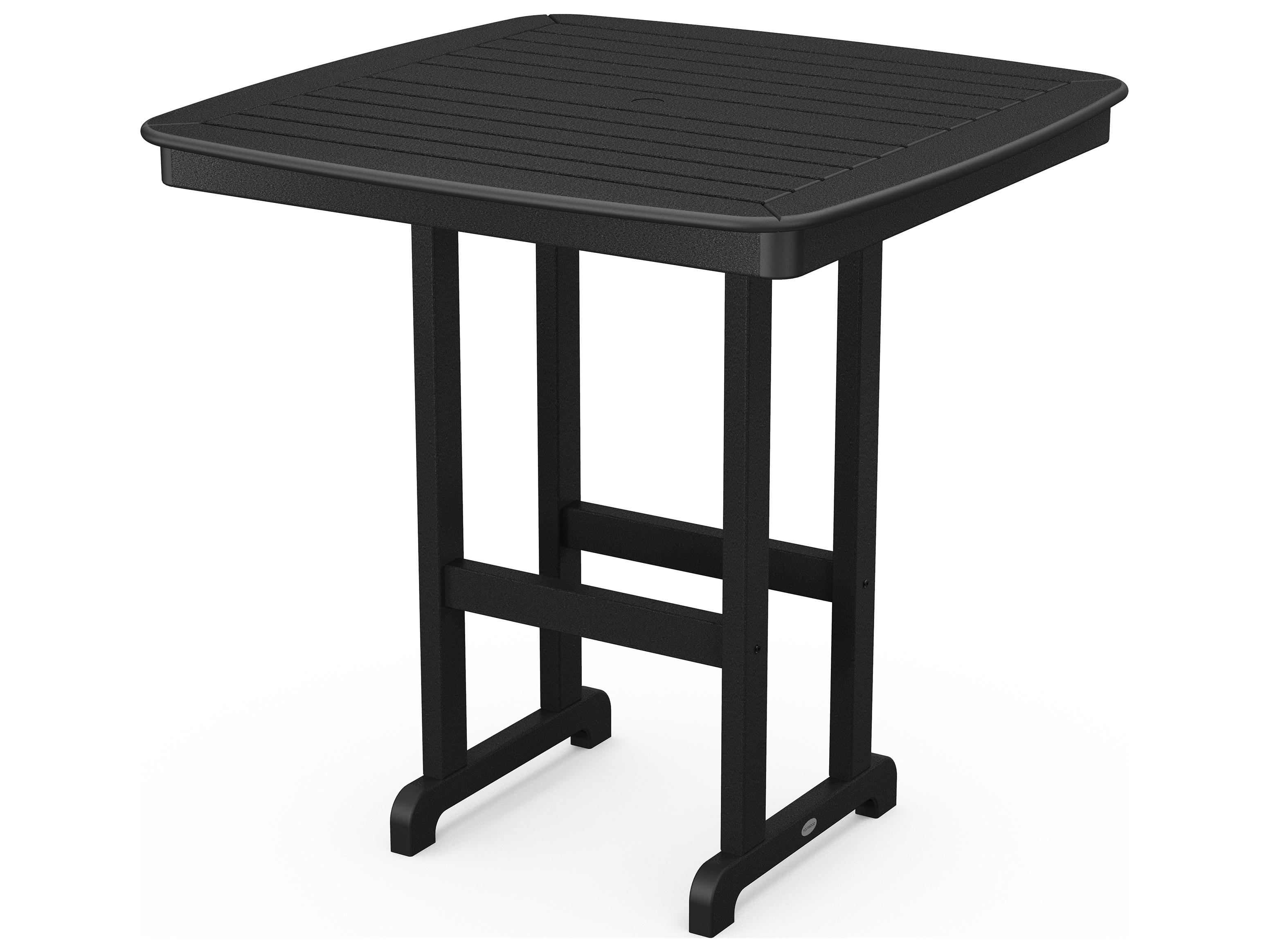 POLYWOOD® Nautical Recycled Plastic Square Outdoor Bar Table