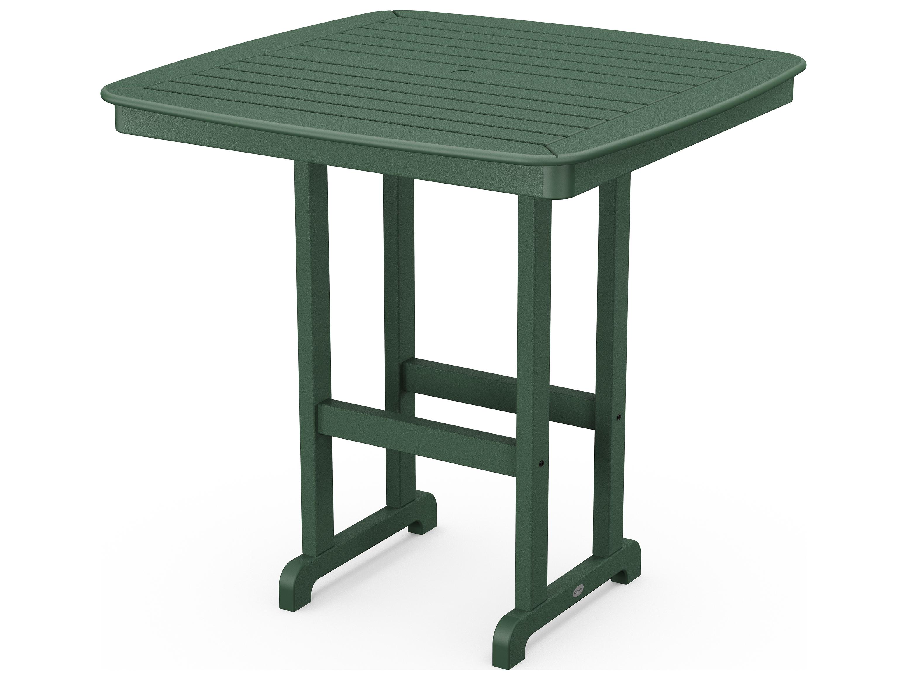POLYWOOD® Nautical Recycled Plastic Square Outdoor Bar Table