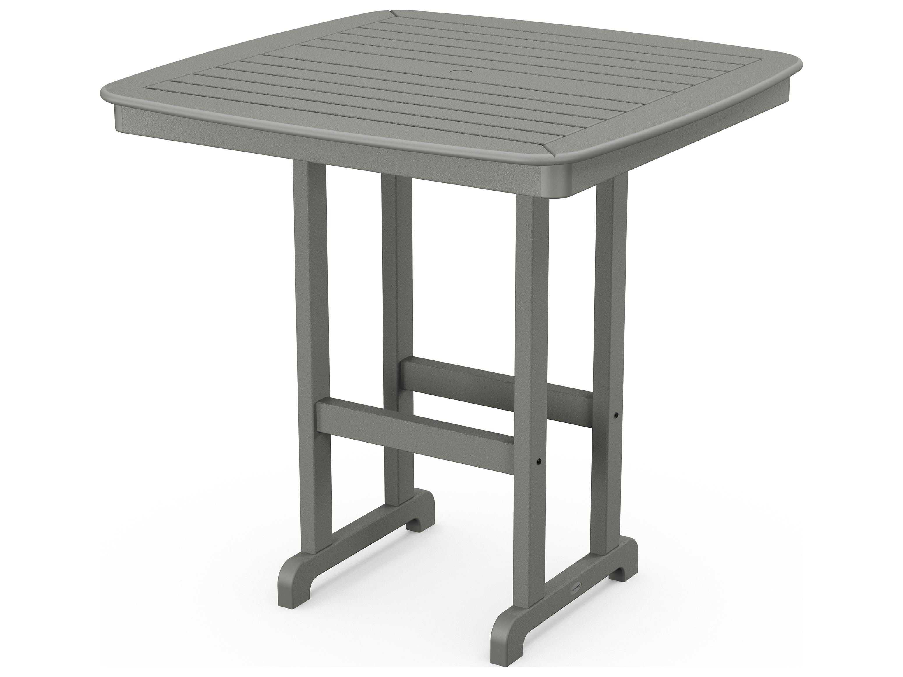 POLYWOOD® Nautical Recycled Plastic Square Outdoor Bar Table