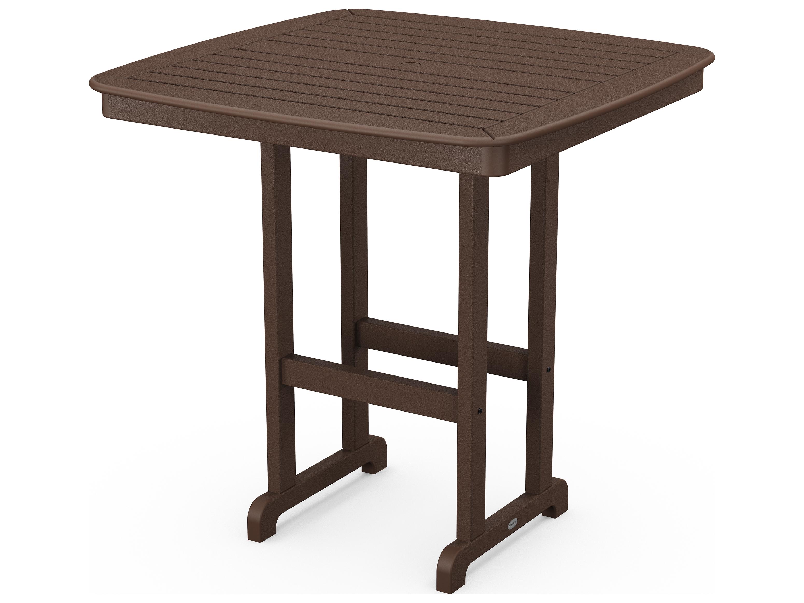 POLYWOOD® Nautical Recycled Plastic Square Outdoor Bar Table