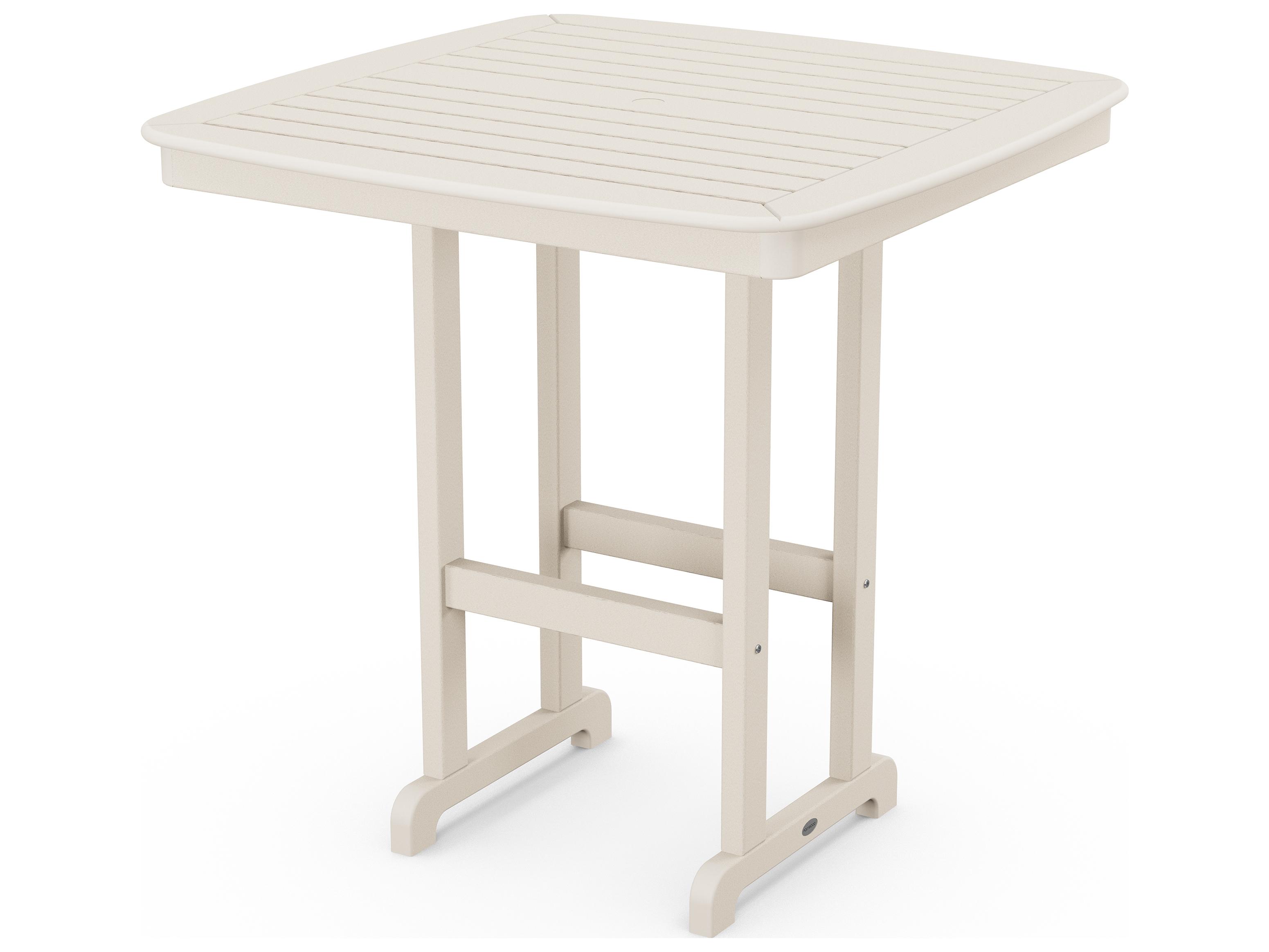 POLYWOOD® Nautical Recycled Plastic Square Outdoor Bar Table