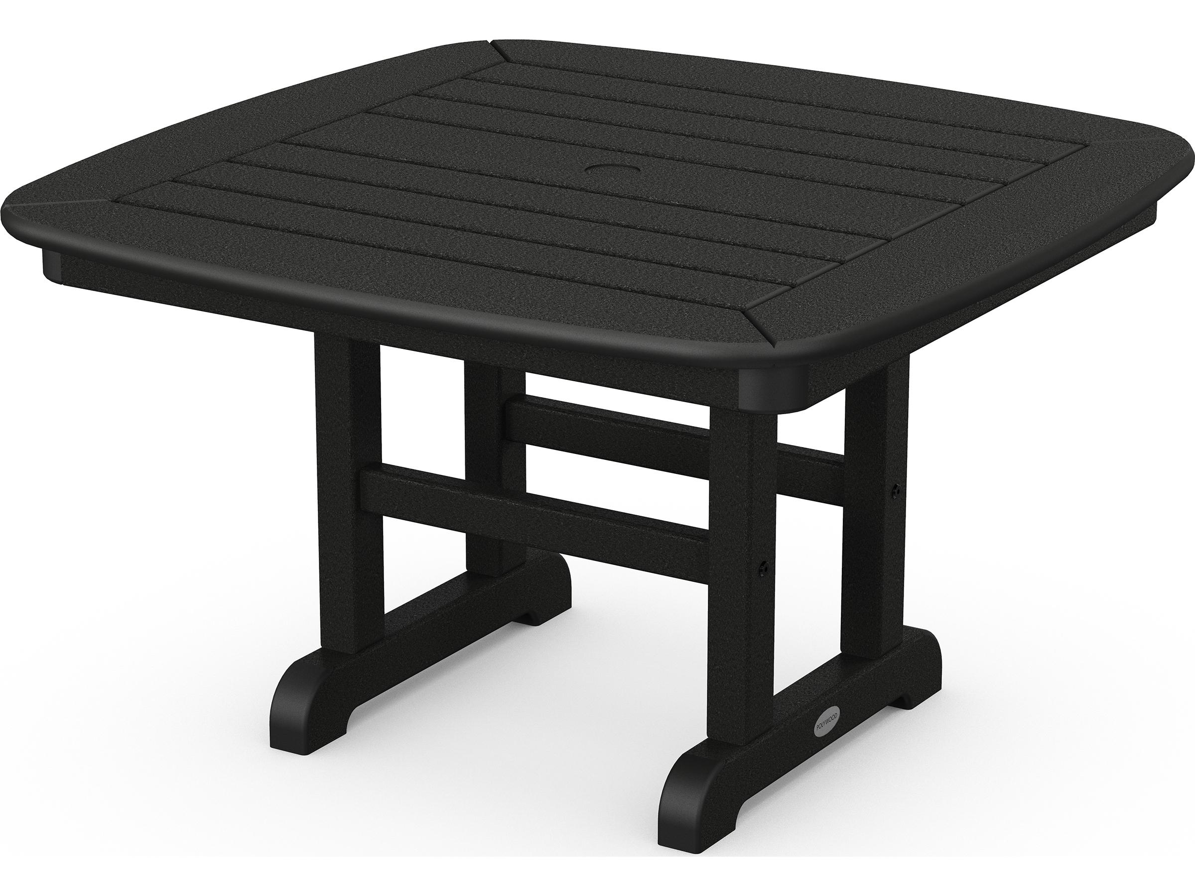 POLYWOOD® Nautical Recycled Plastic Square Conversation Table with Umbrella Hole
