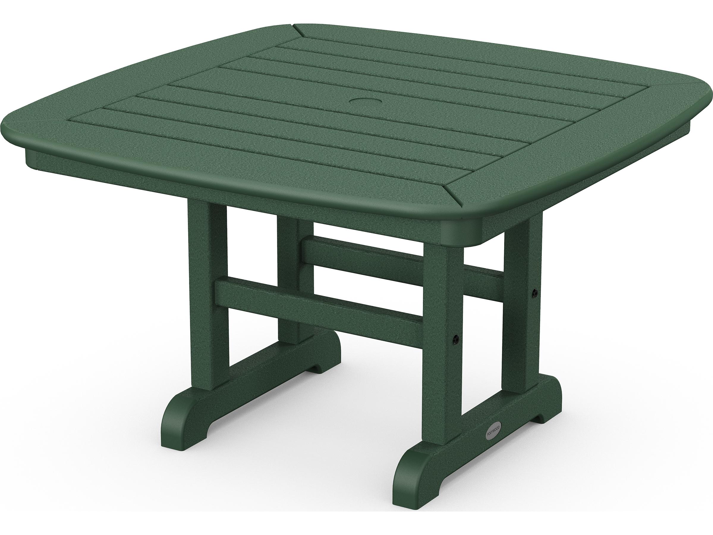 POLYWOOD® Nautical Recycled Plastic Square Conversation Table with Umbrella Hole