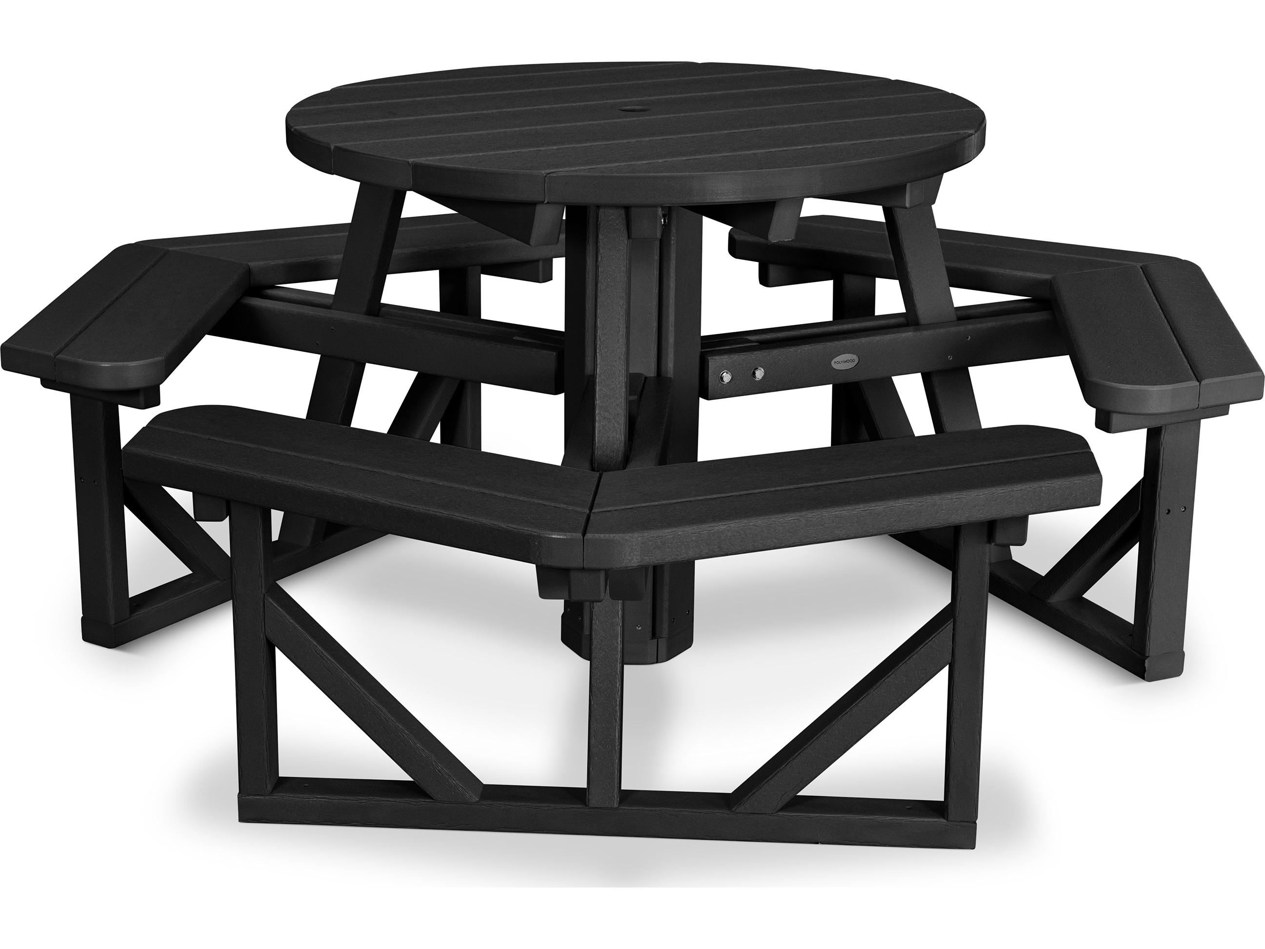 POLYWOOD® Park Recycled Plastic Round Patio Picnic Table