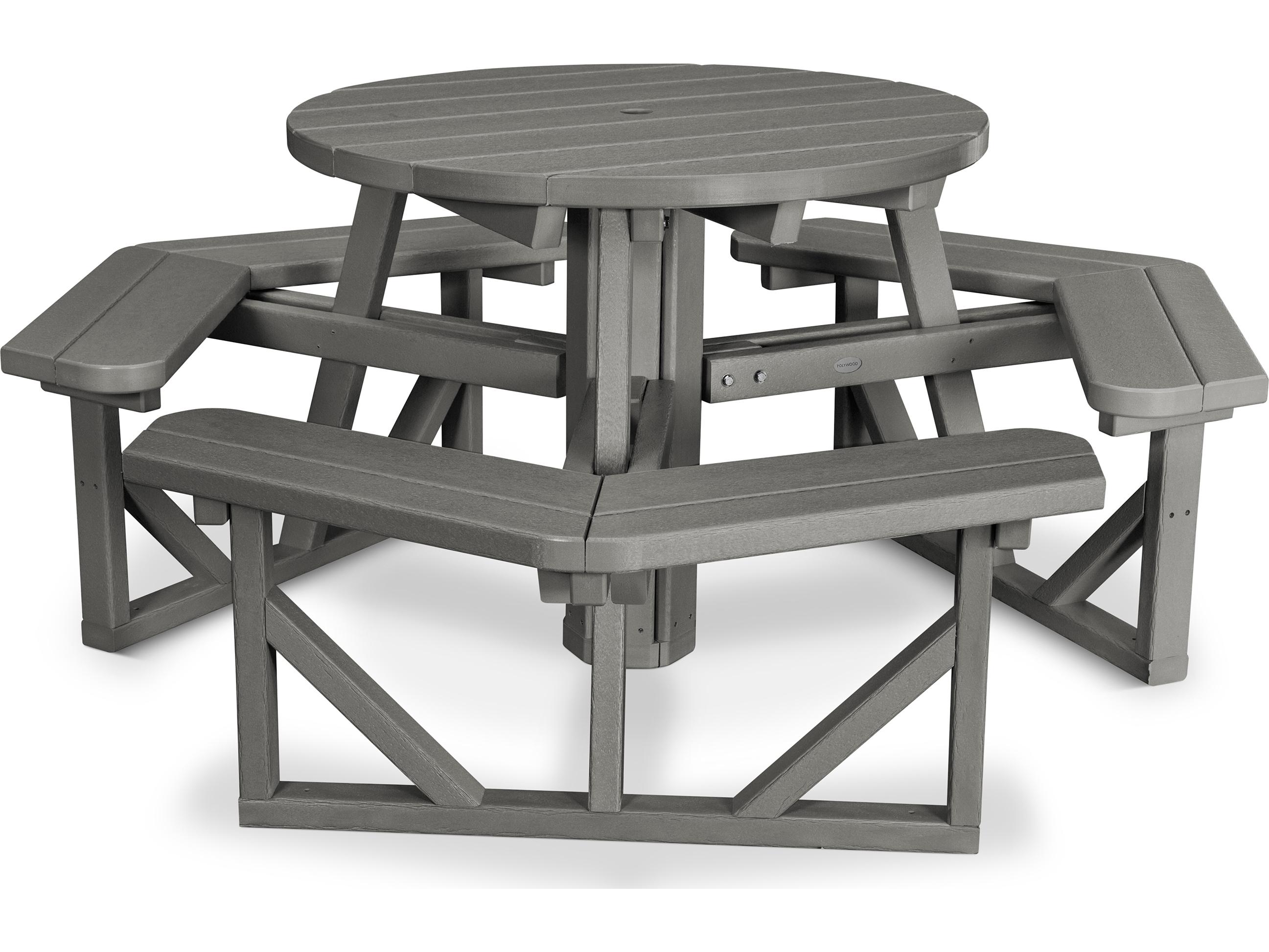 POLYWOOD® Park Recycled Plastic Round Patio Picnic Table