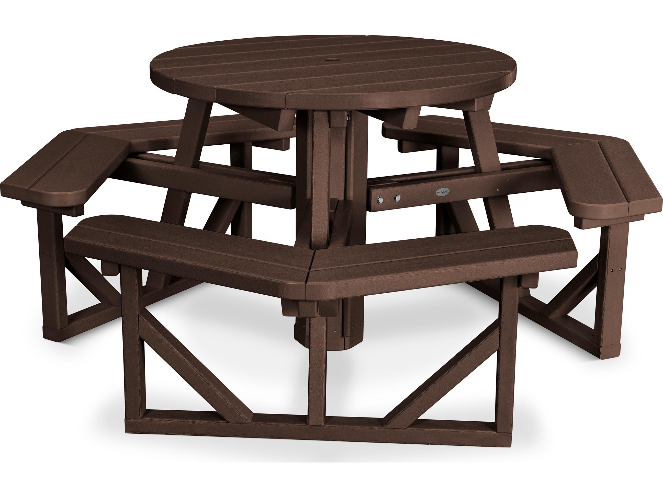 POLYWOOD® Park Recycled Plastic Round Patio Picnic Table