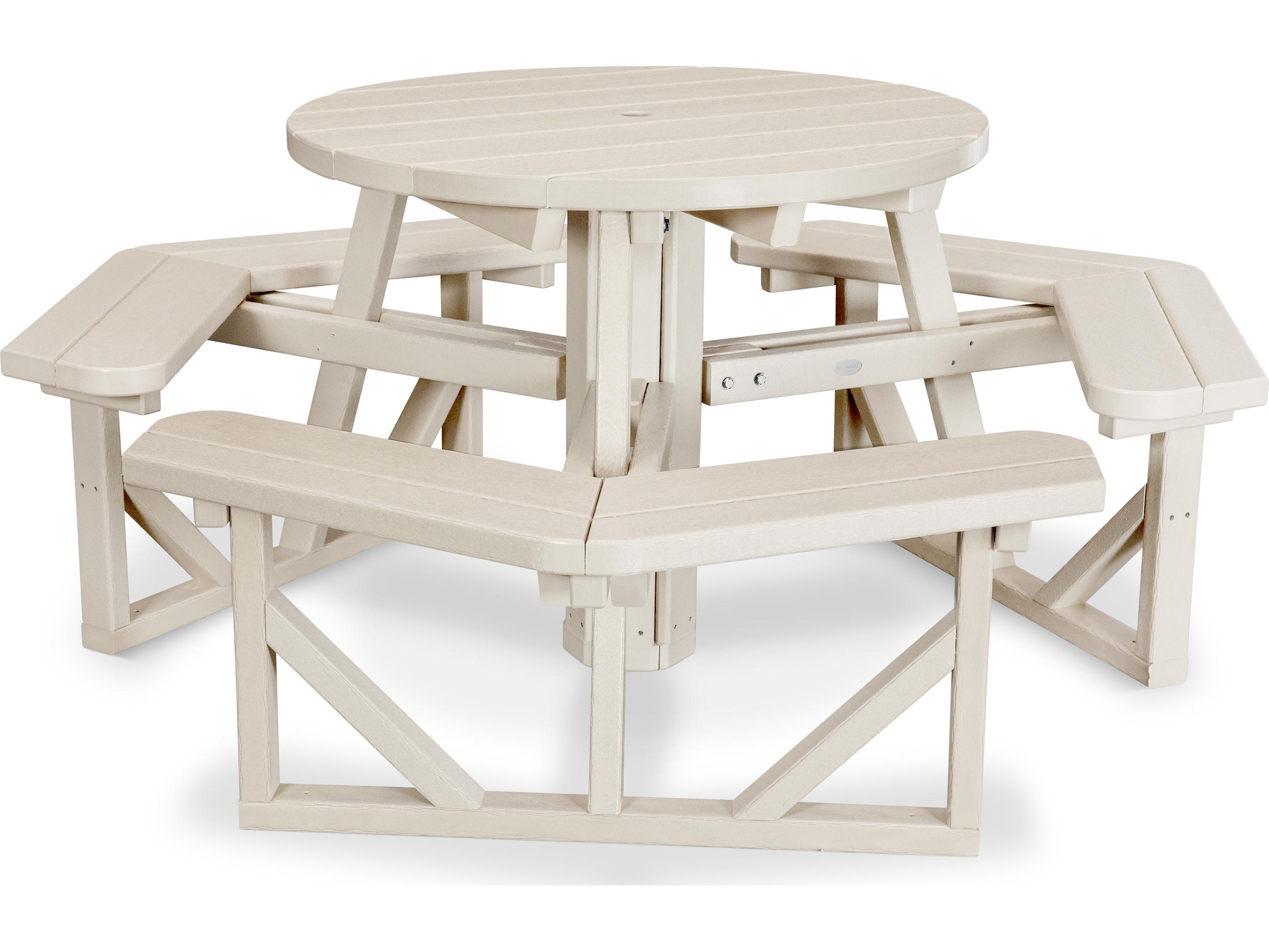 POLYWOOD® Park Recycled Plastic Round Patio Picnic Table
