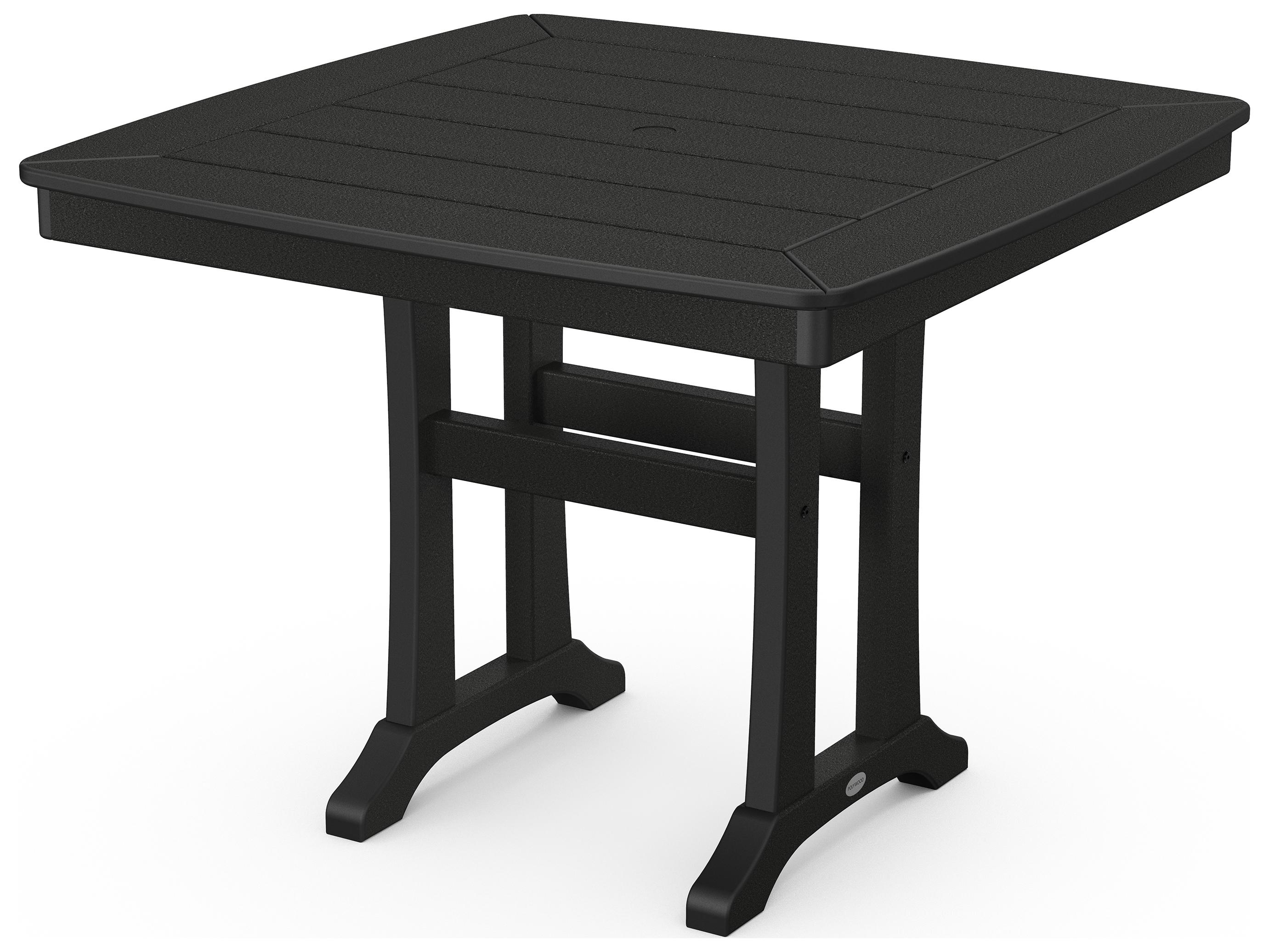 POLYWOOD® Nautical Farmhouse Recycled Trestle Square Outdoor Dining Table