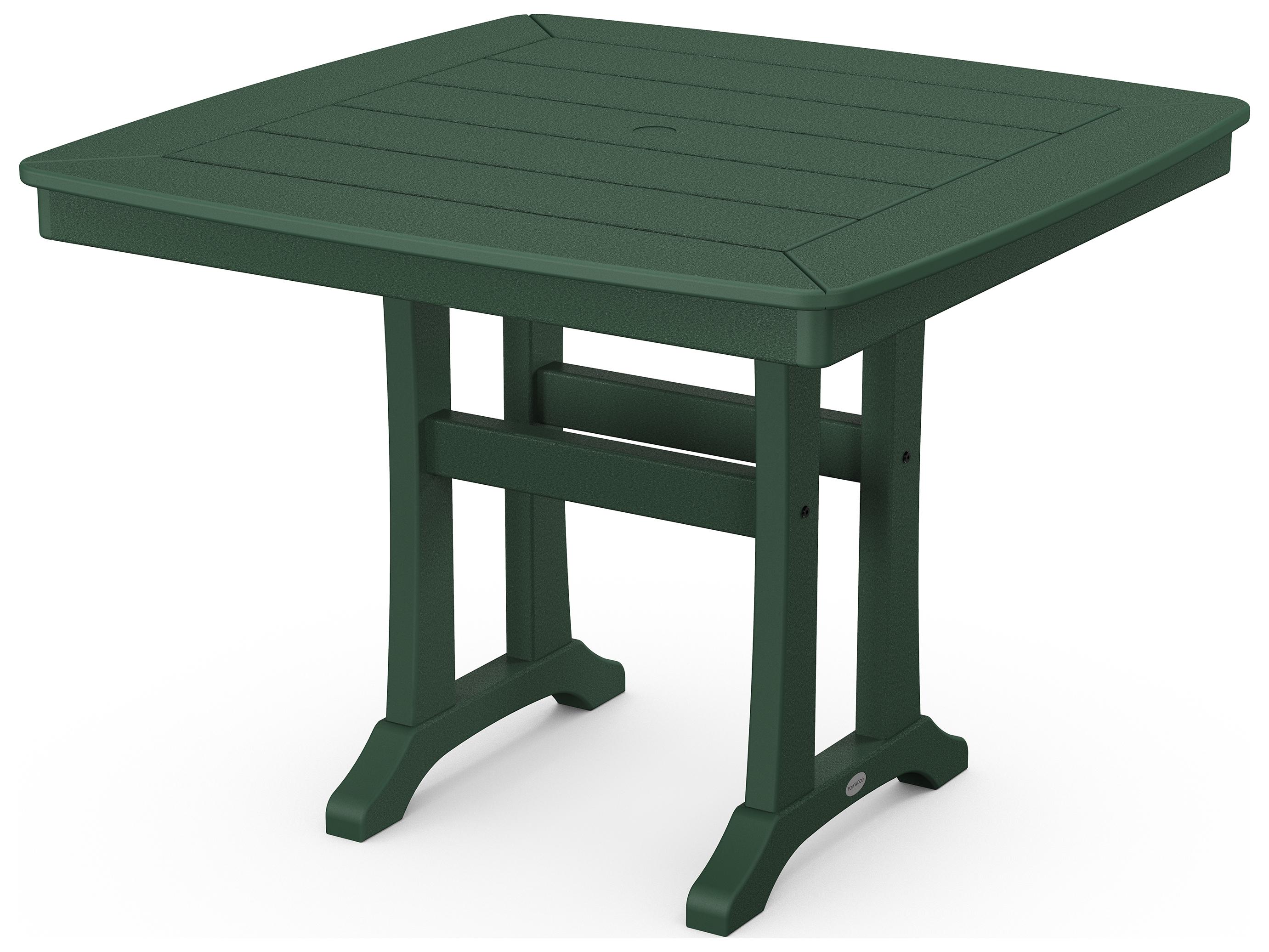 POLYWOOD® Nautical Farmhouse Recycled Trestle Square Outdoor Dining Table