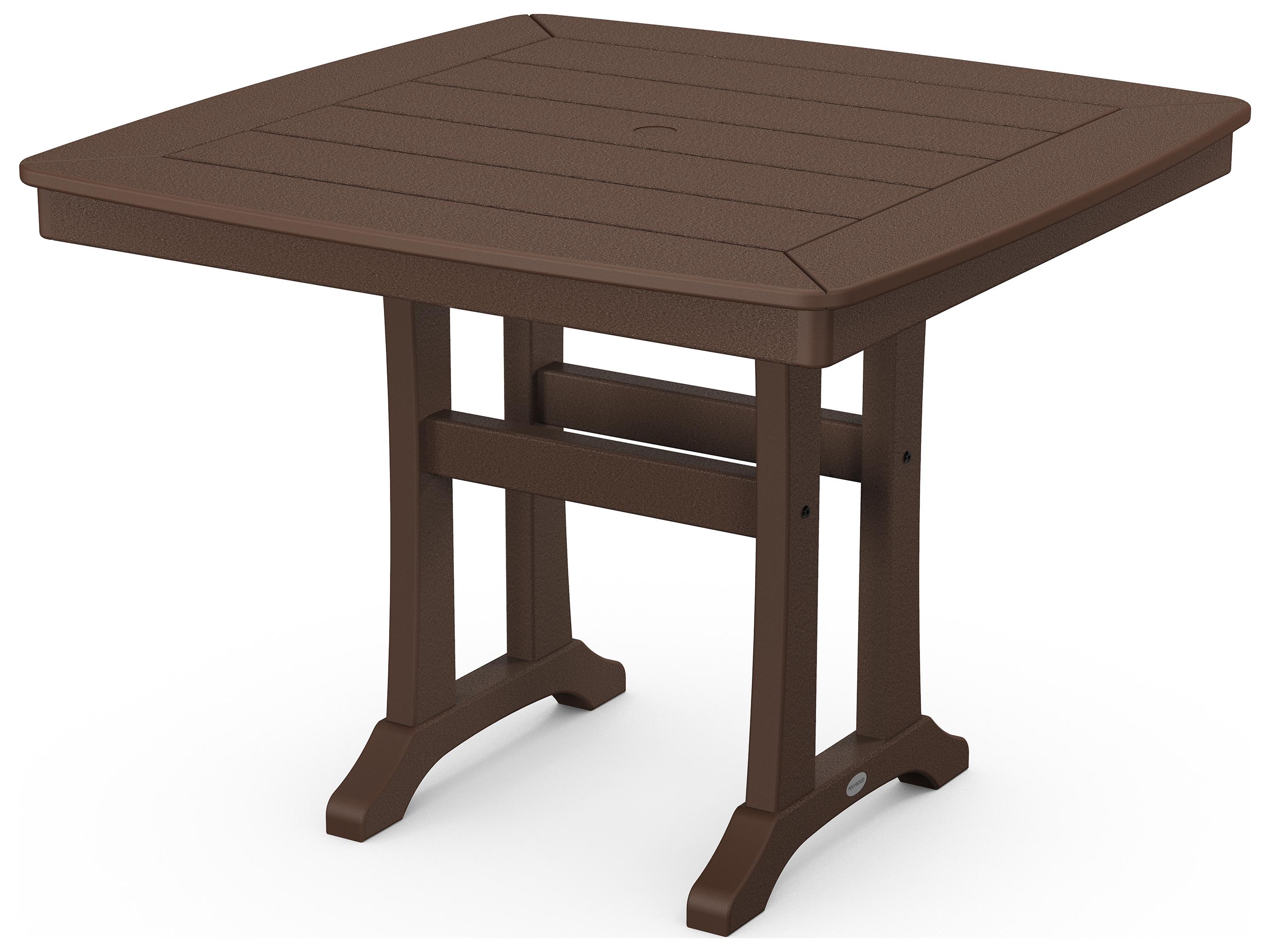 POLYWOOD® Nautical Farmhouse Recycled Trestle Square Outdoor Dining Table