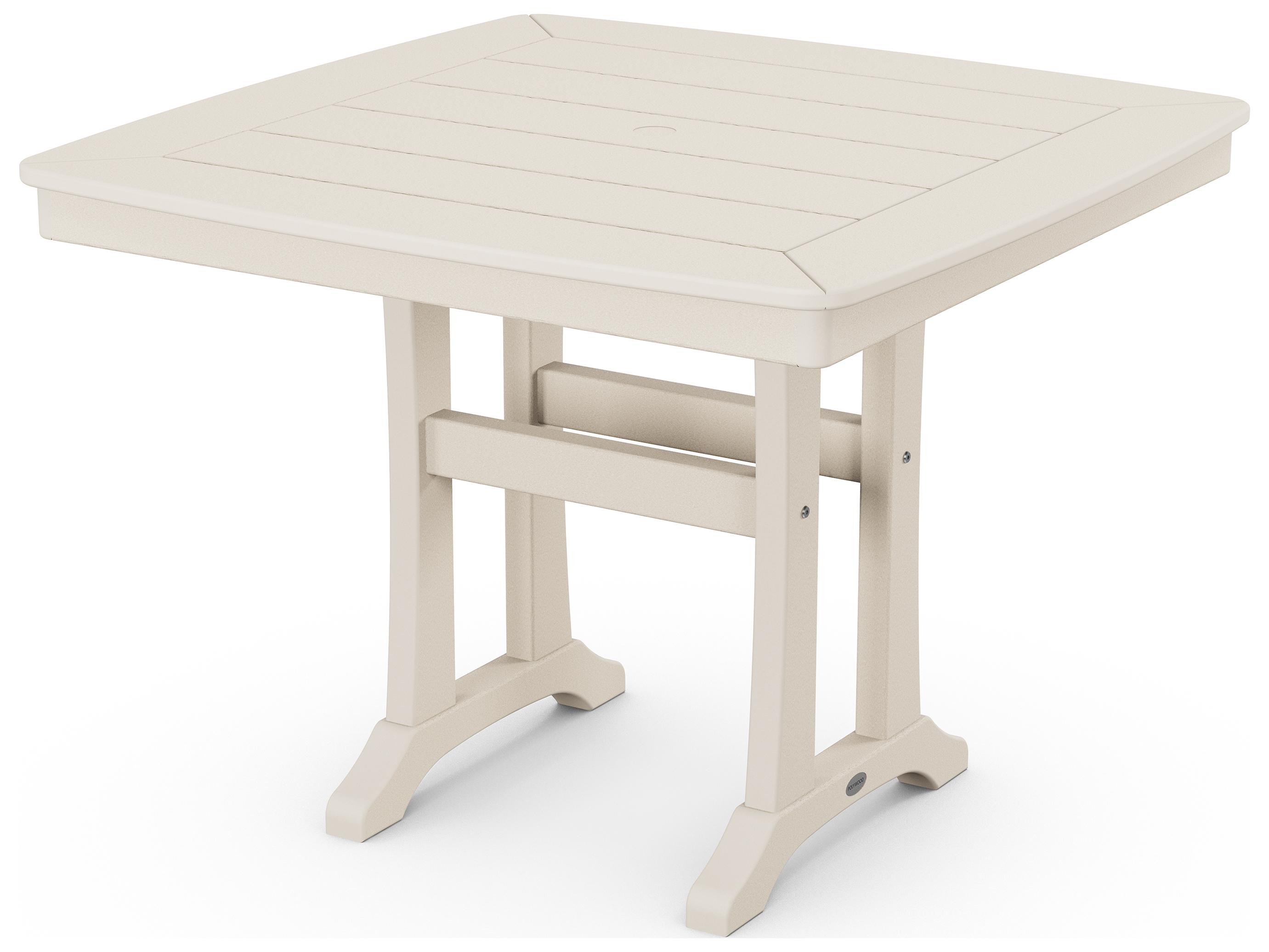 POLYWOOD® Nautical Farmhouse Recycled Trestle Square Outdoor Dining Table
