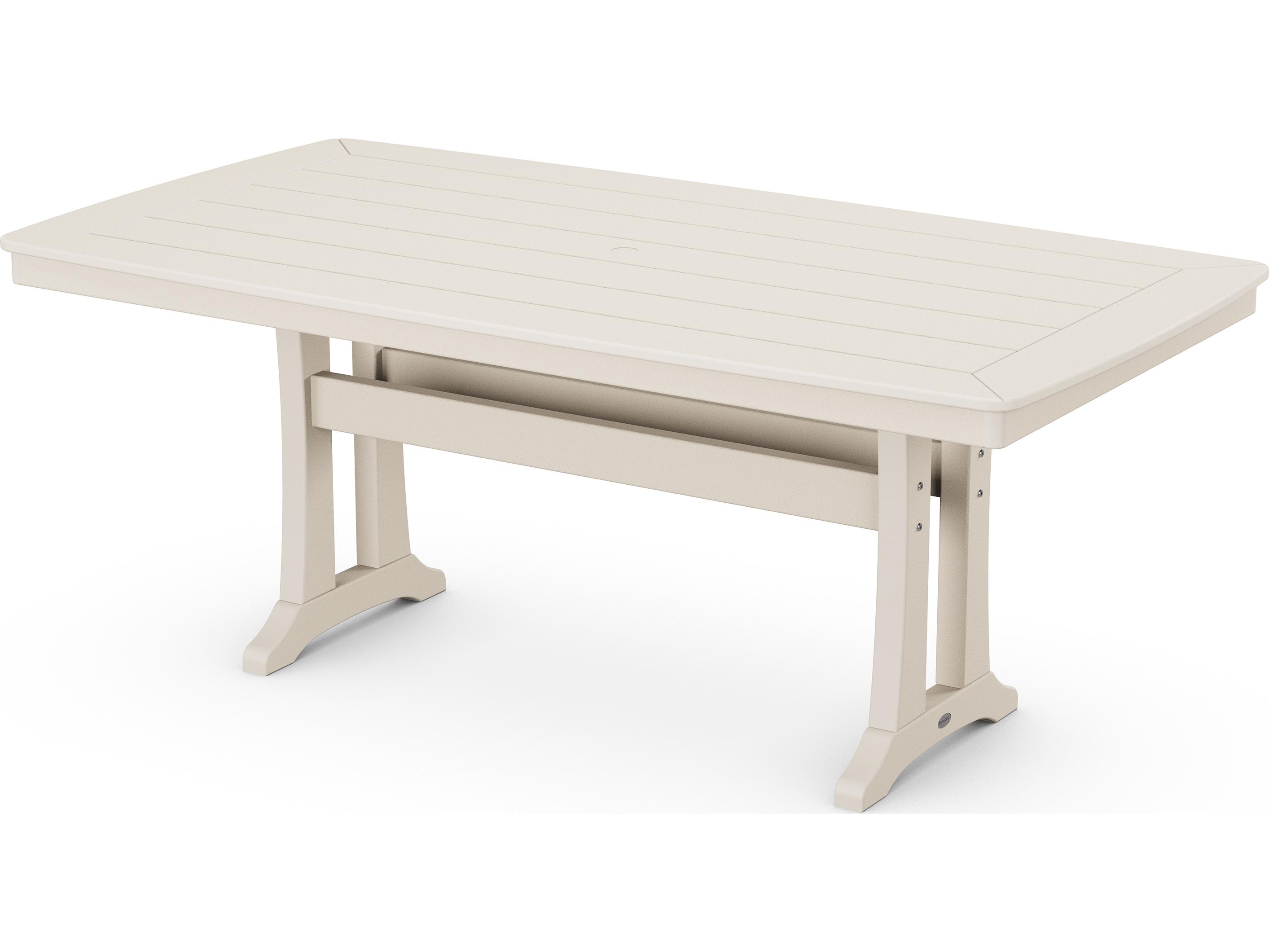 POLYWOOD® Nautical Recycled Plastic Rectangular Patio Dining Table with Umbrella Hole