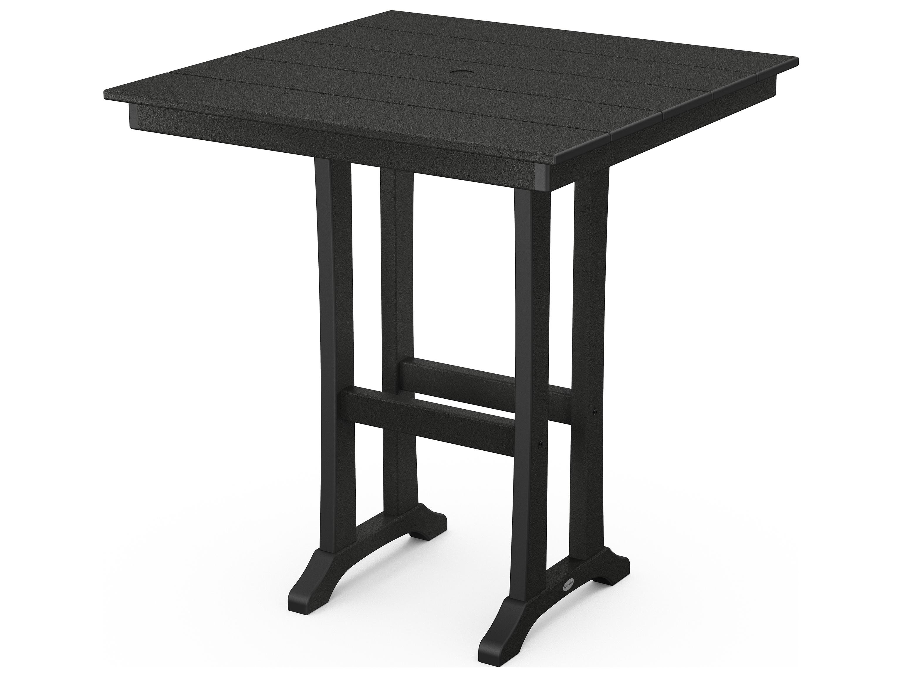 POLYWOOD® Farmhouse Recycled Plastic Square Outdoor Patio Bar Table