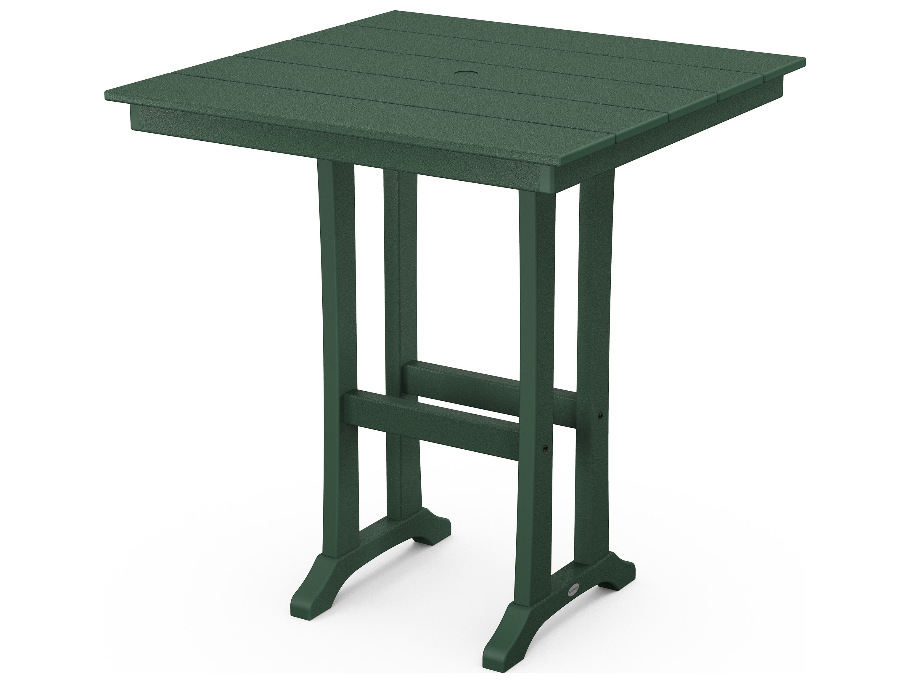 POLYWOOD® Farmhouse Recycled Plastic Square Outdoor Patio Bar Table