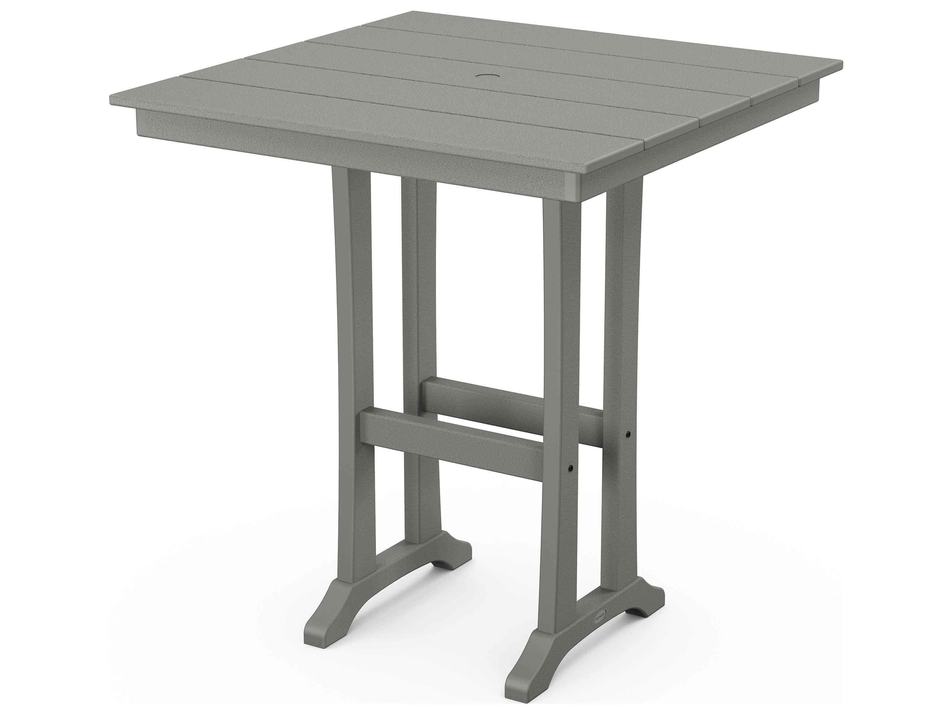 POLYWOOD® Farmhouse Recycled Plastic Square Outdoor Patio Bar Table