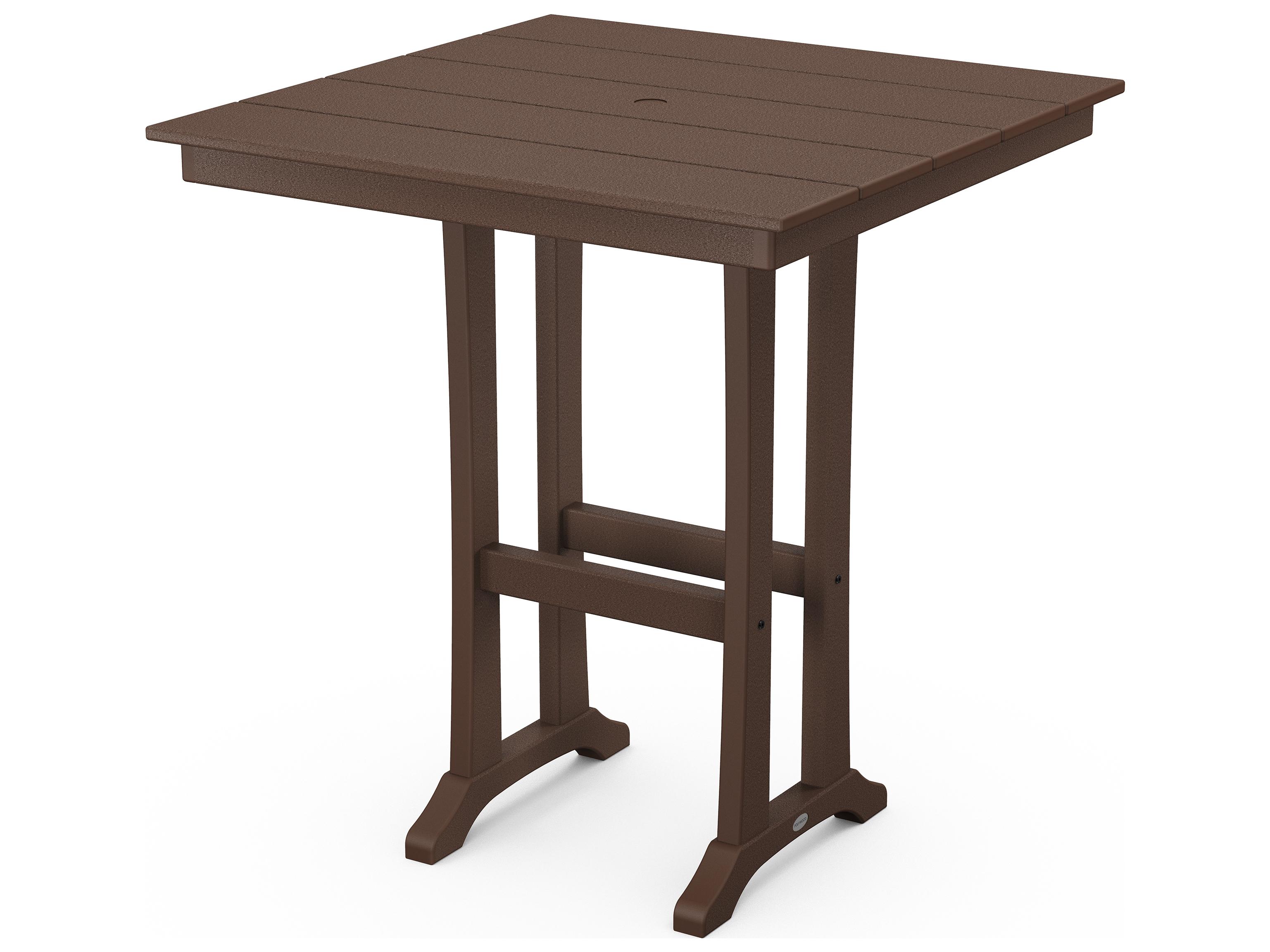 POLYWOOD® Farmhouse Recycled Plastic Square Outdoor Patio Bar Table