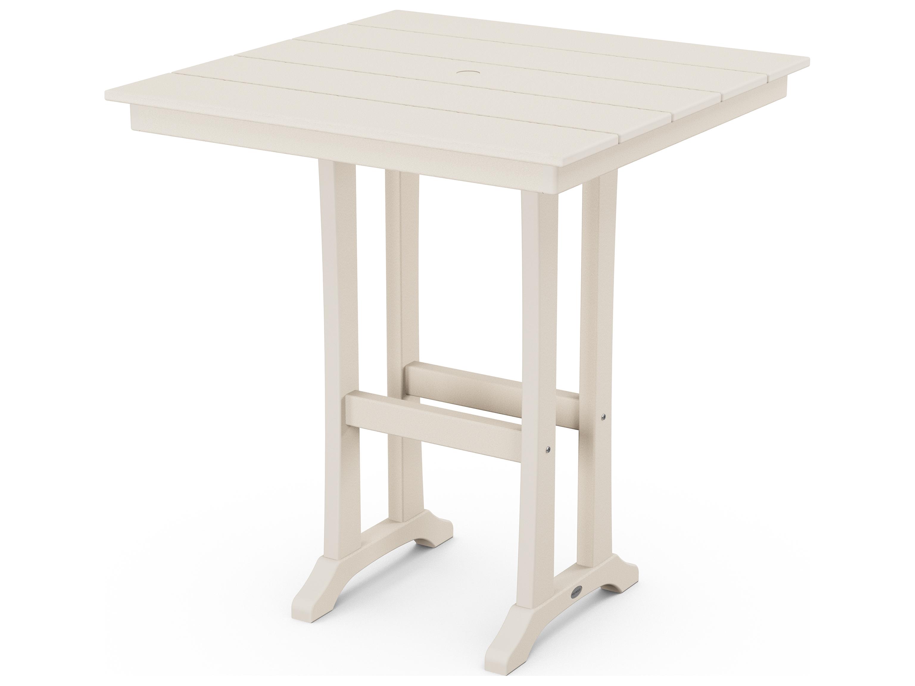 POLYWOOD® Farmhouse Recycled Plastic Square Outdoor Patio Bar Table